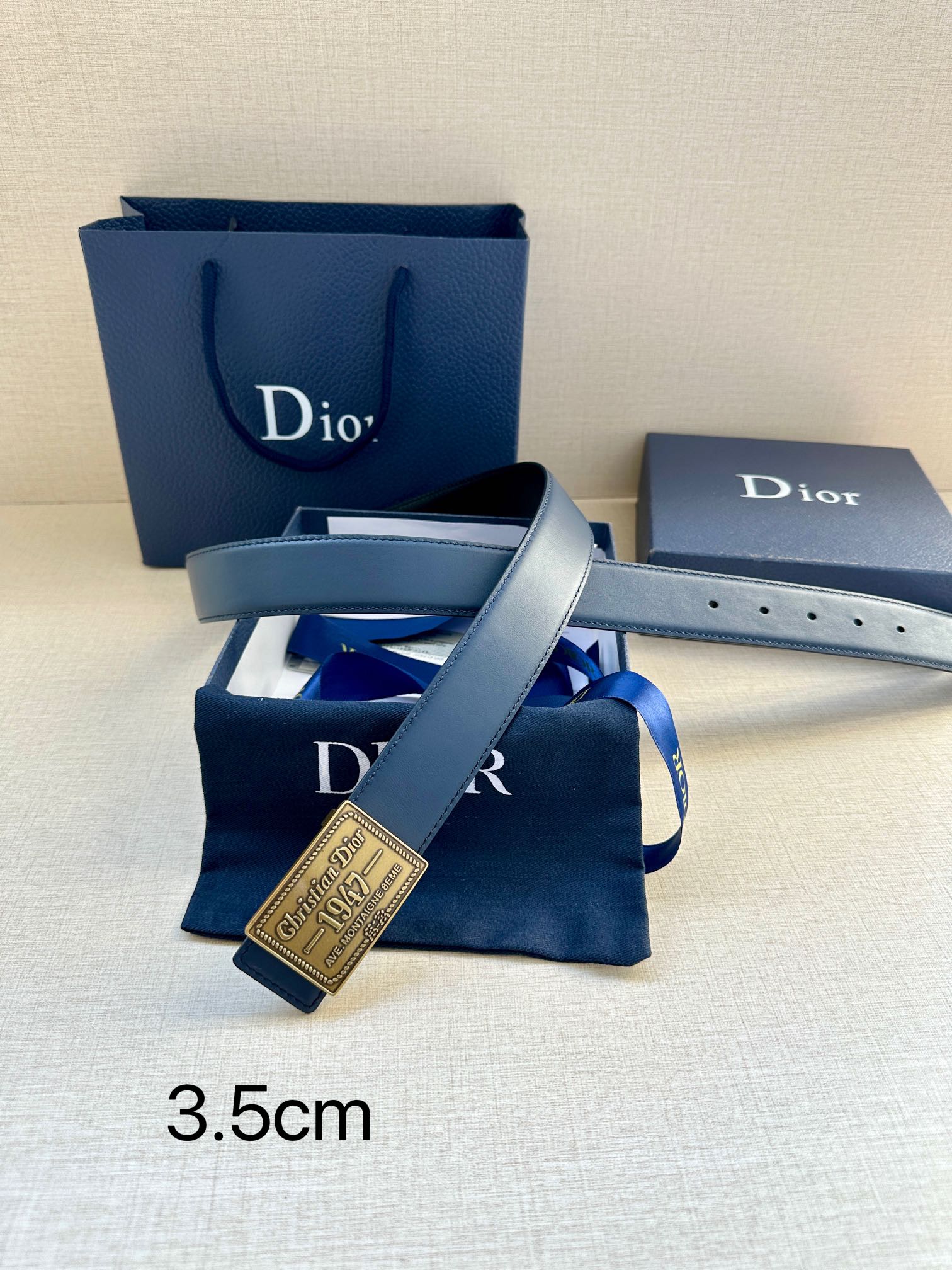 Dior 一比一男士經典復古皮帶 1947標牌深藍款| 10 Dior 一比一男士經典復古皮帶 1947標牌深藍款