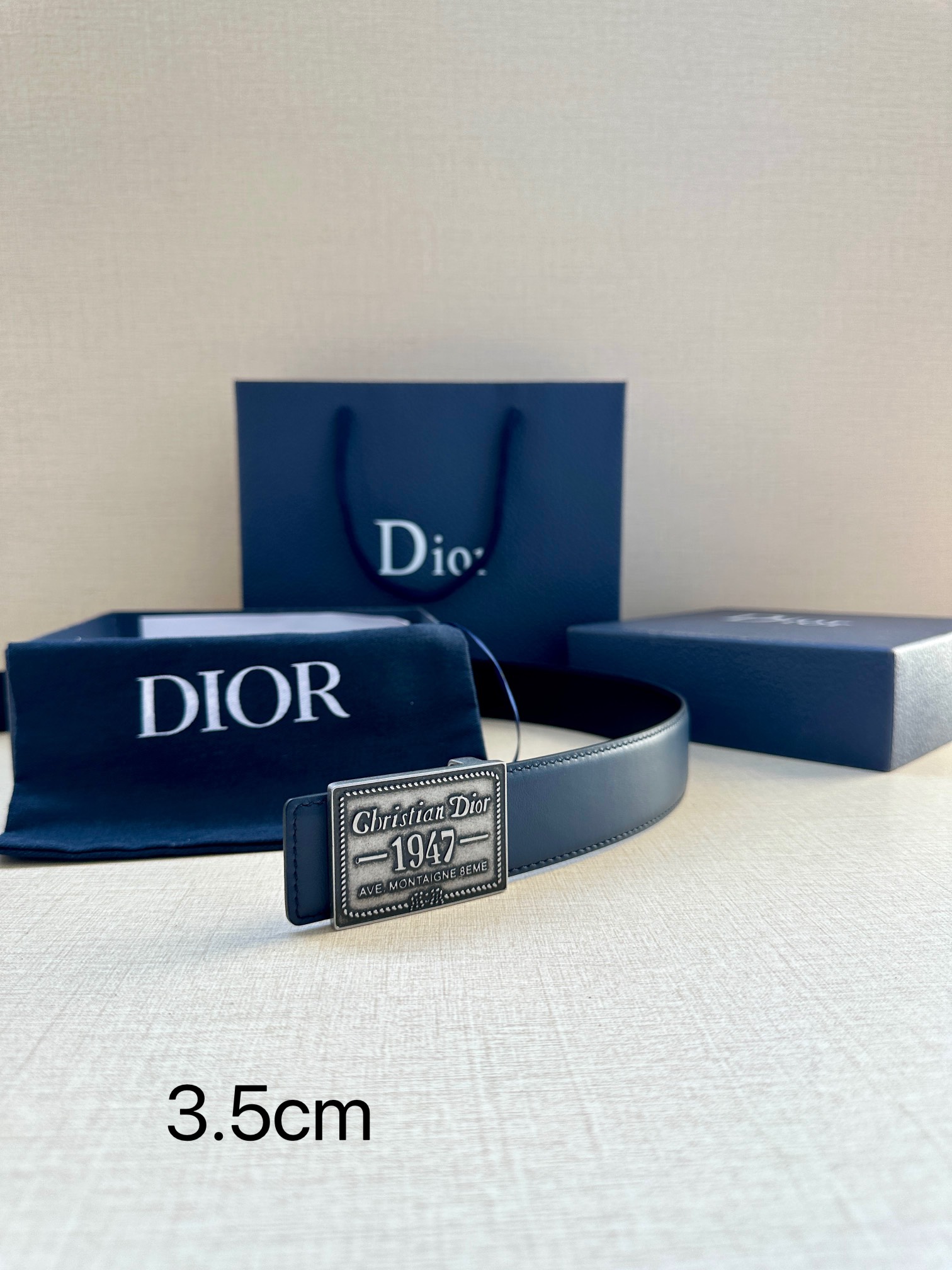 Dior 一比一男士經典復古皮帶 1947標牌深藍款| 8 Dior 一比一男士經典復古皮帶 1947標牌深藍款