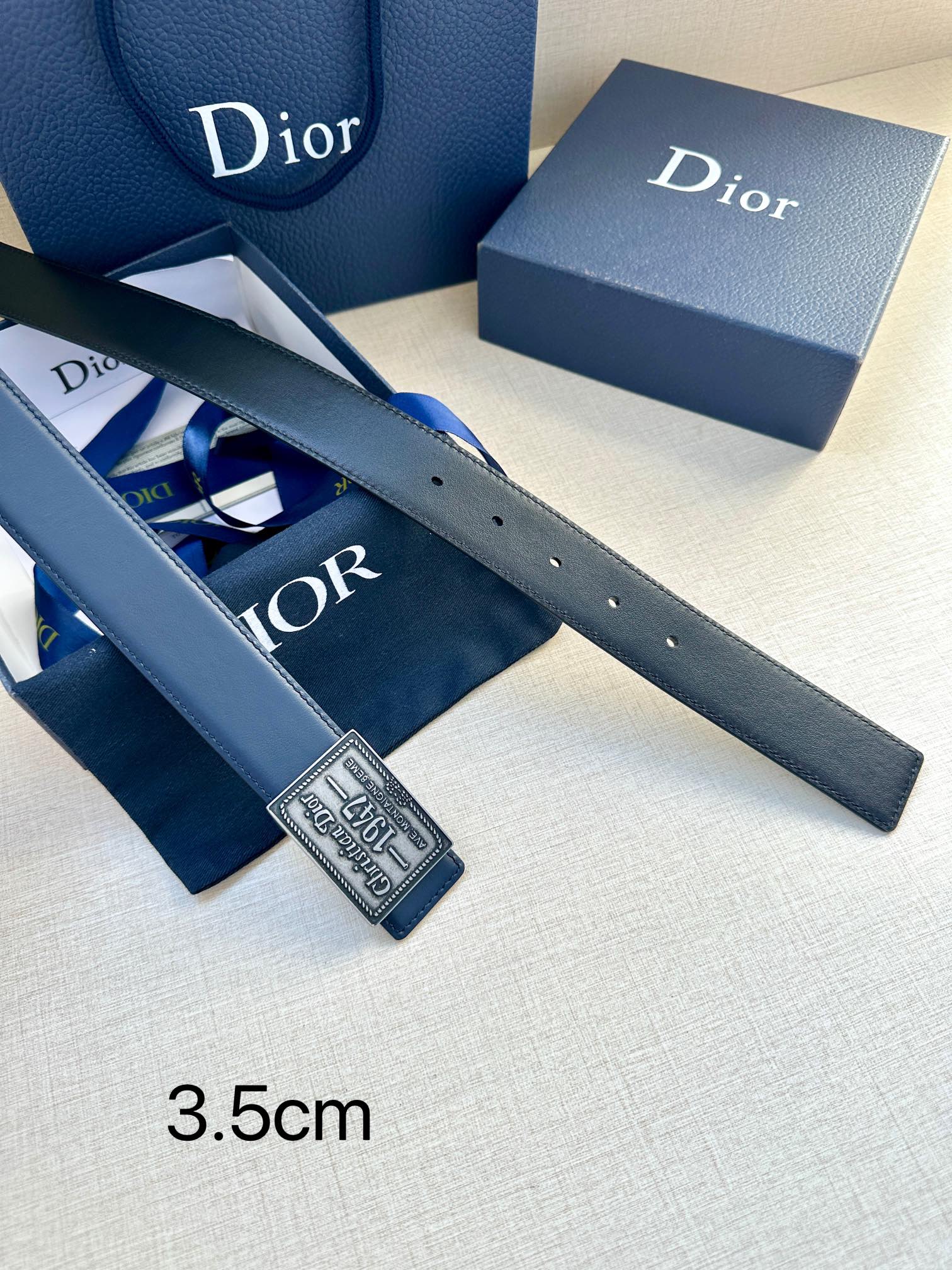 Dior 一比一男士經典復古皮帶 1947標牌深藍款| 7 Dior 一比一男士經典復古皮帶 1947標牌深藍款
