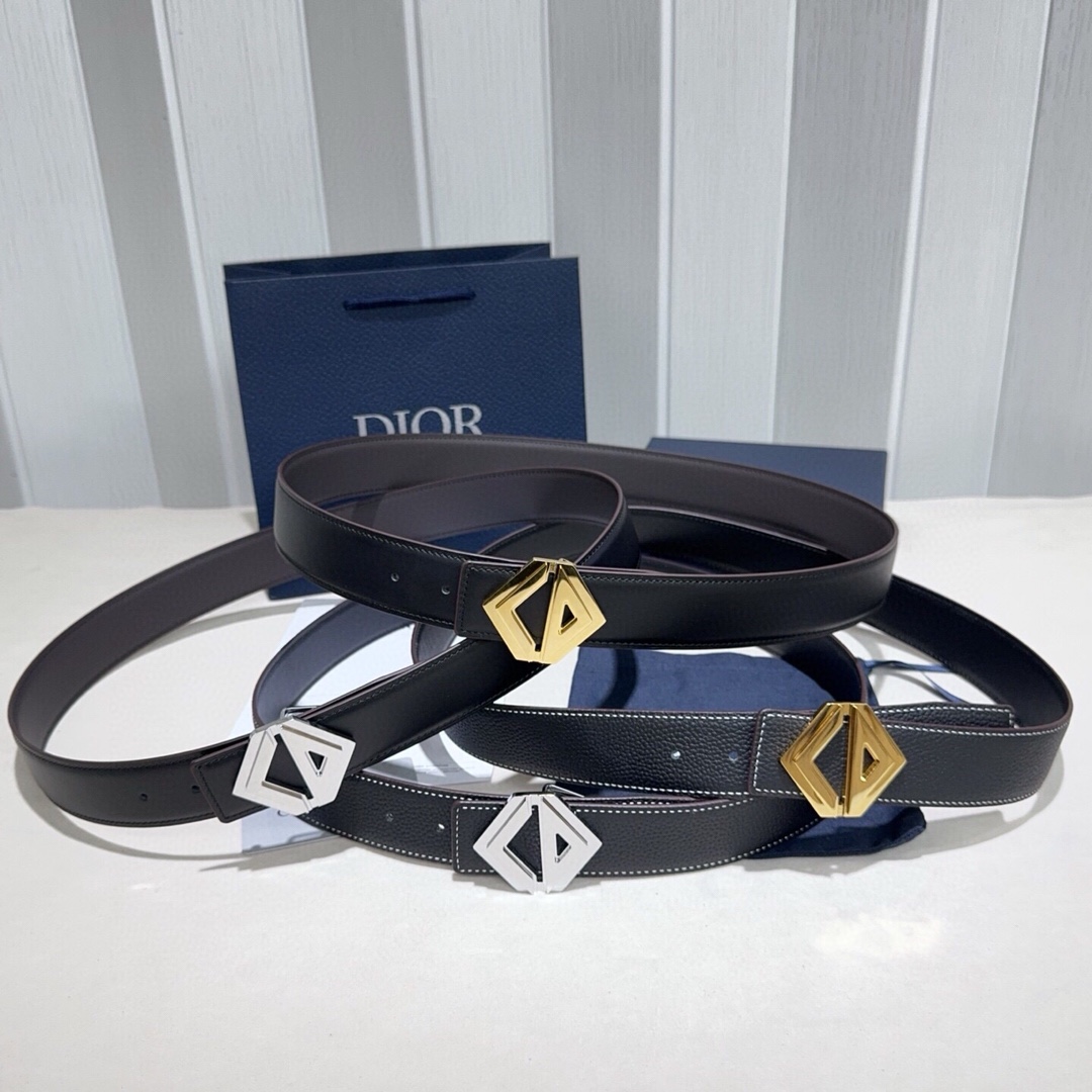 Dior 高仿男士皮帶 幾何雙 D 銀扣設計 都會簡約款| 6 Dior 高仿男士皮帶 幾何雙 D 銀扣設計 都會簡約款