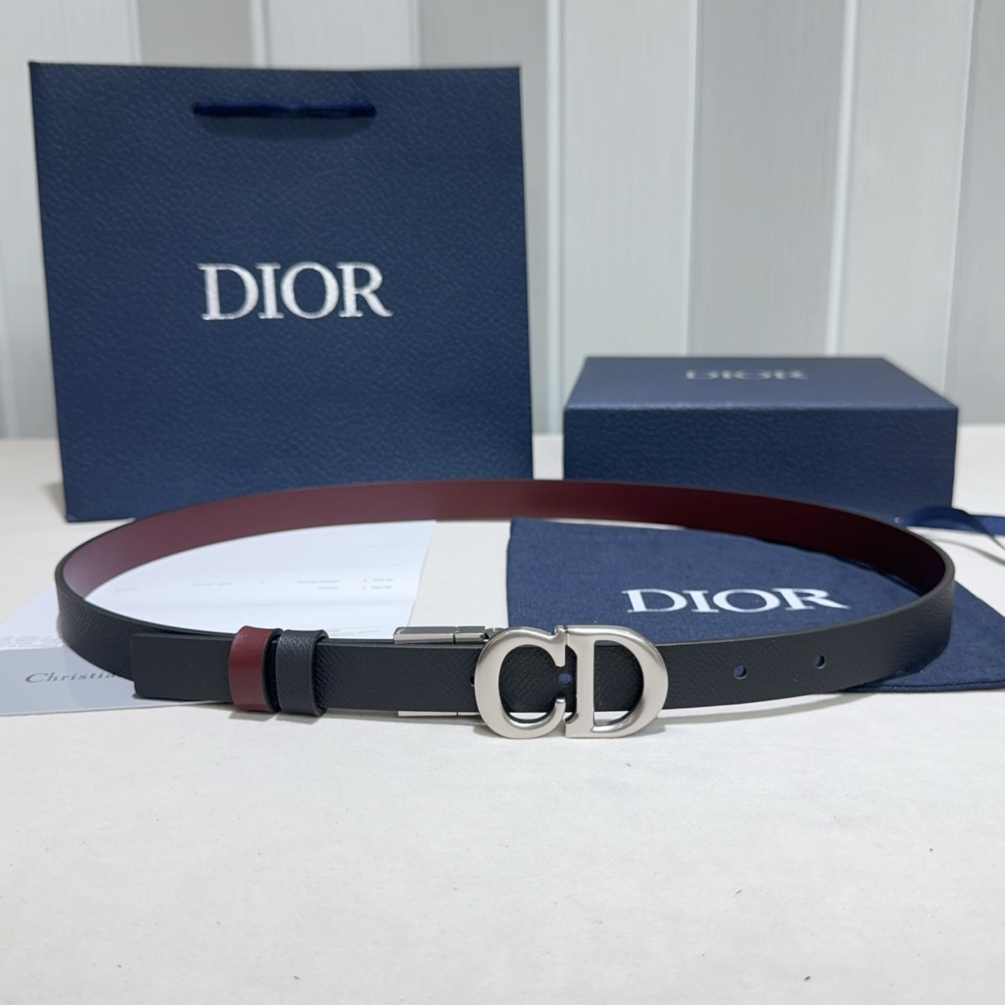 Dior A貨男士皮帶 CD金屬雙釦頭設計款 經典黑色腰帶| 14 Dior A貨男士皮帶 CD金屬雙釦頭設計款 經典黑色腰帶