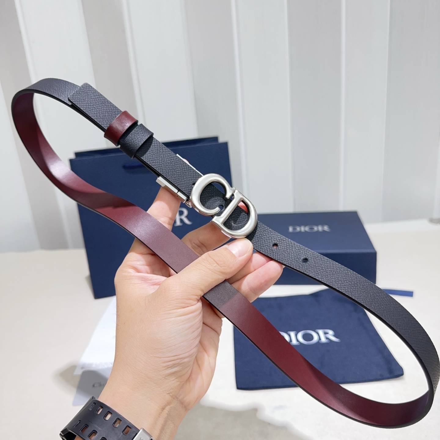 Dior A貨男士皮帶 CD金屬雙釦頭設計款 經典黑色腰帶| 13 Dior A貨男士皮帶 CD金屬雙釦頭設計款 經典黑色腰帶