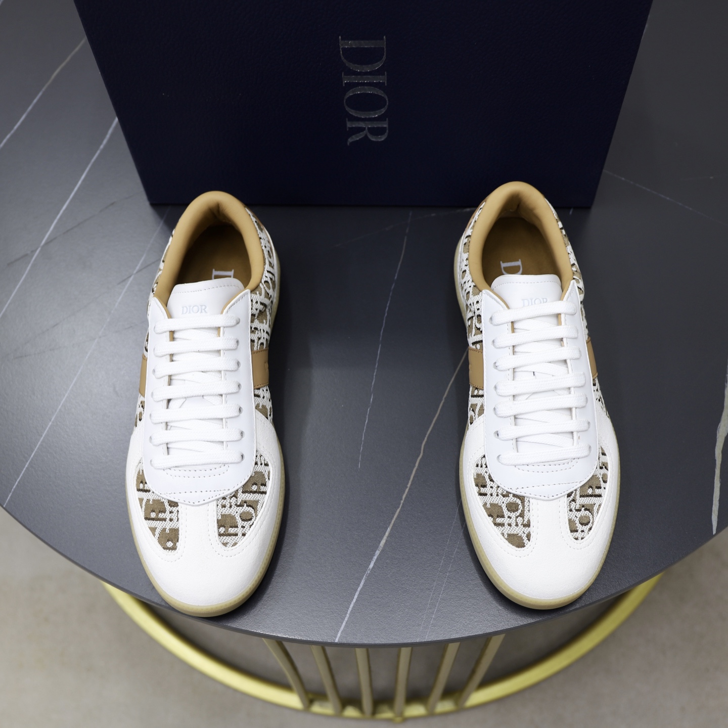 Dior A貨男士老花拼皮運動鞋 復古混搭風格鞋款 潮人百搭款