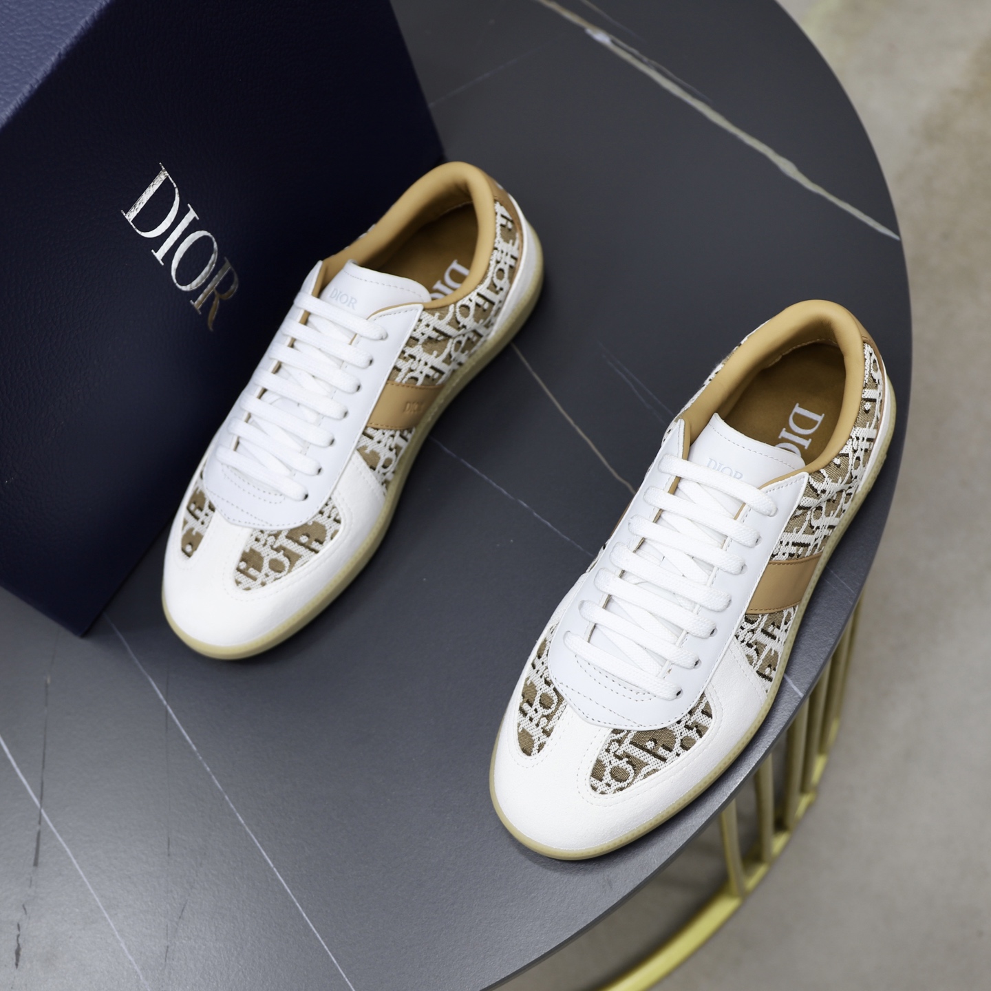 Dior A貨男士老花拼皮運動鞋 復古混搭風格鞋款 潮人百搭款