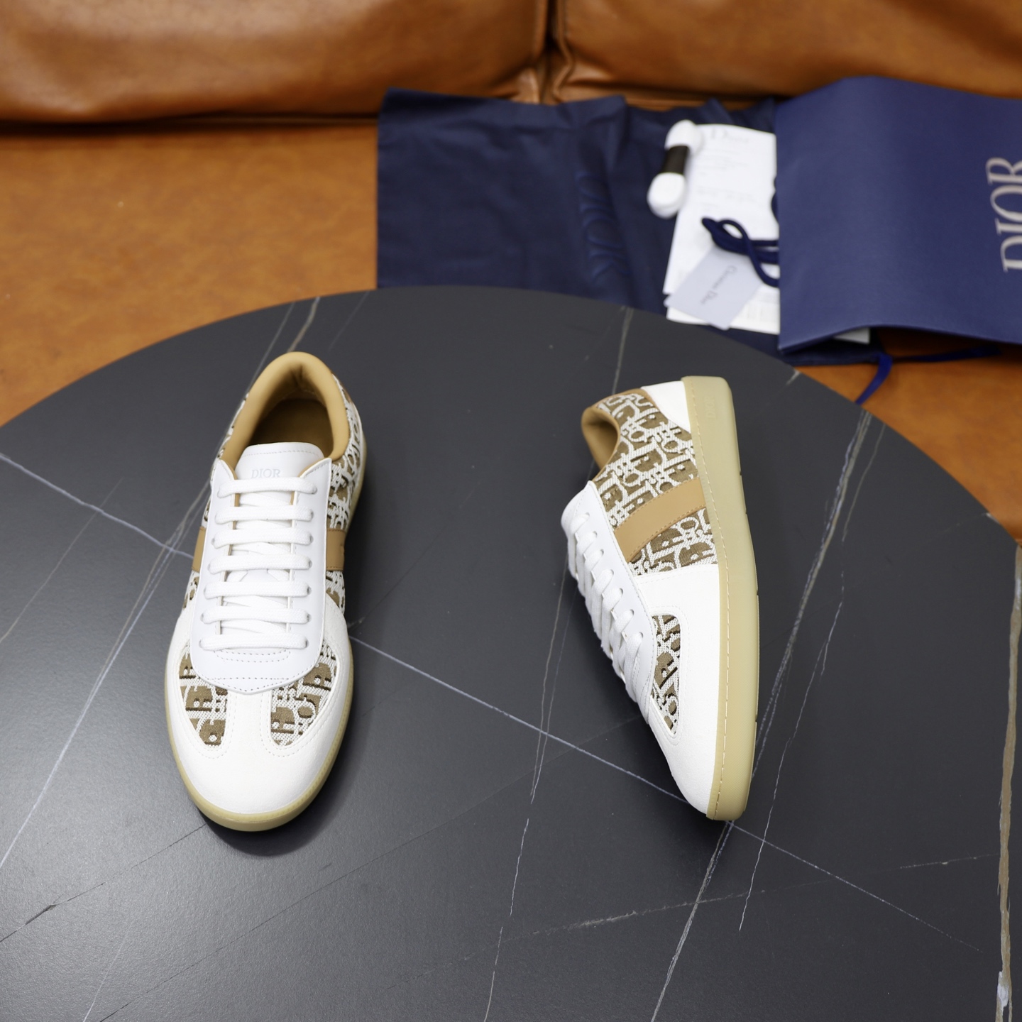 Dior A貨男士老花拼皮運動鞋 復古混搭風格鞋款 潮人百搭款