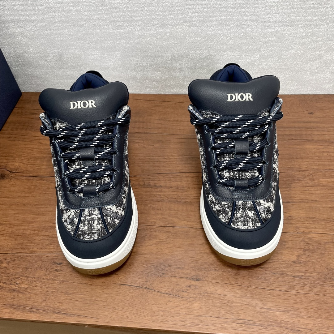 Dior A貨男士深藍花紋休閒鞋 雙層材質拼接設計 潮流質感鞋型| 14 Dior A貨男士深藍花紋休閒鞋 雙層材質拼接設計 潮流質感鞋型