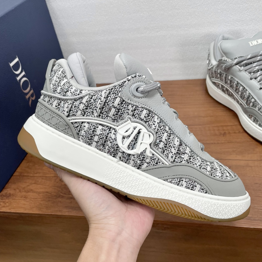 Dior 精品仿製男士灰色花呢休閒鞋 素色低調風格 高級街頭感| 12 Dior 精品仿製男士灰色花呢休閒鞋 素色低調風格 高級街頭感