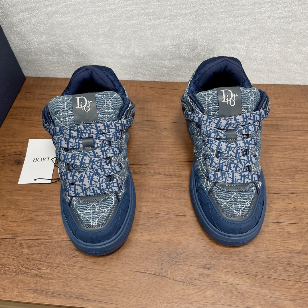 Dior 高仿男士丹寧老花運動鞋 藍色織紋刺繡 潮流街頭設計款| 14 Dior 高仿男士丹寧老花運動鞋 藍色織紋刺繡 潮流街頭設計款