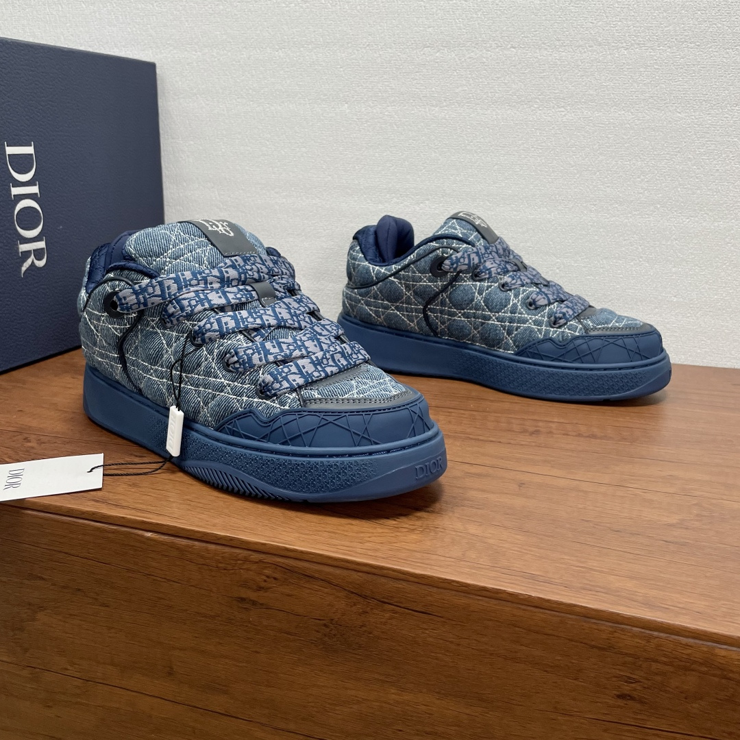 Dior 高仿男士丹寧老花運動鞋 藍色織紋刺繡 潮流街頭設計款| 13 Dior 高仿男士丹寧老花運動鞋 藍色織紋刺繡 潮流街頭設計款