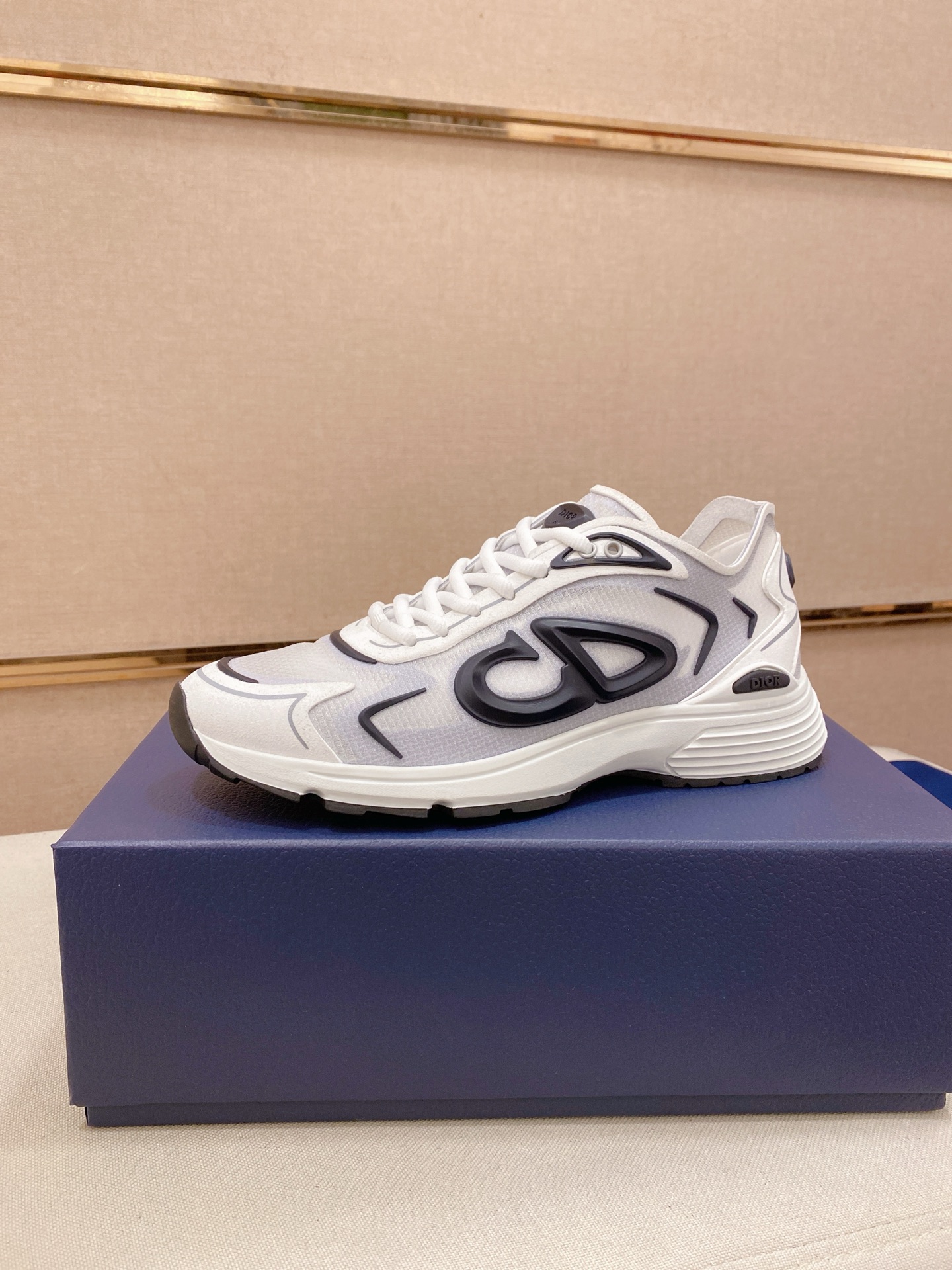Dior一比一男士CD圖騰運動鞋 白色透氣跑步設計