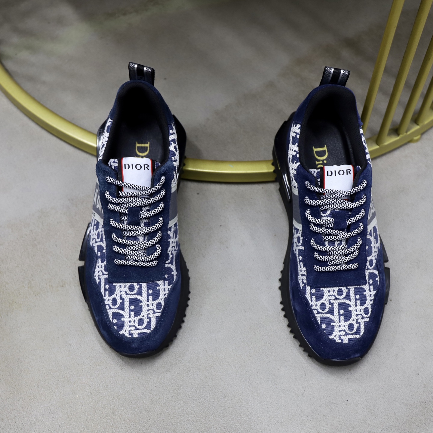 Dior 高仿男士 Oblique 老花運動鞋 深藍麂皮拼接 都會百搭時尚款| 13 Dior 高仿男士 Oblique 老花運動鞋 深藍麂皮拼接 都會百搭時尚款