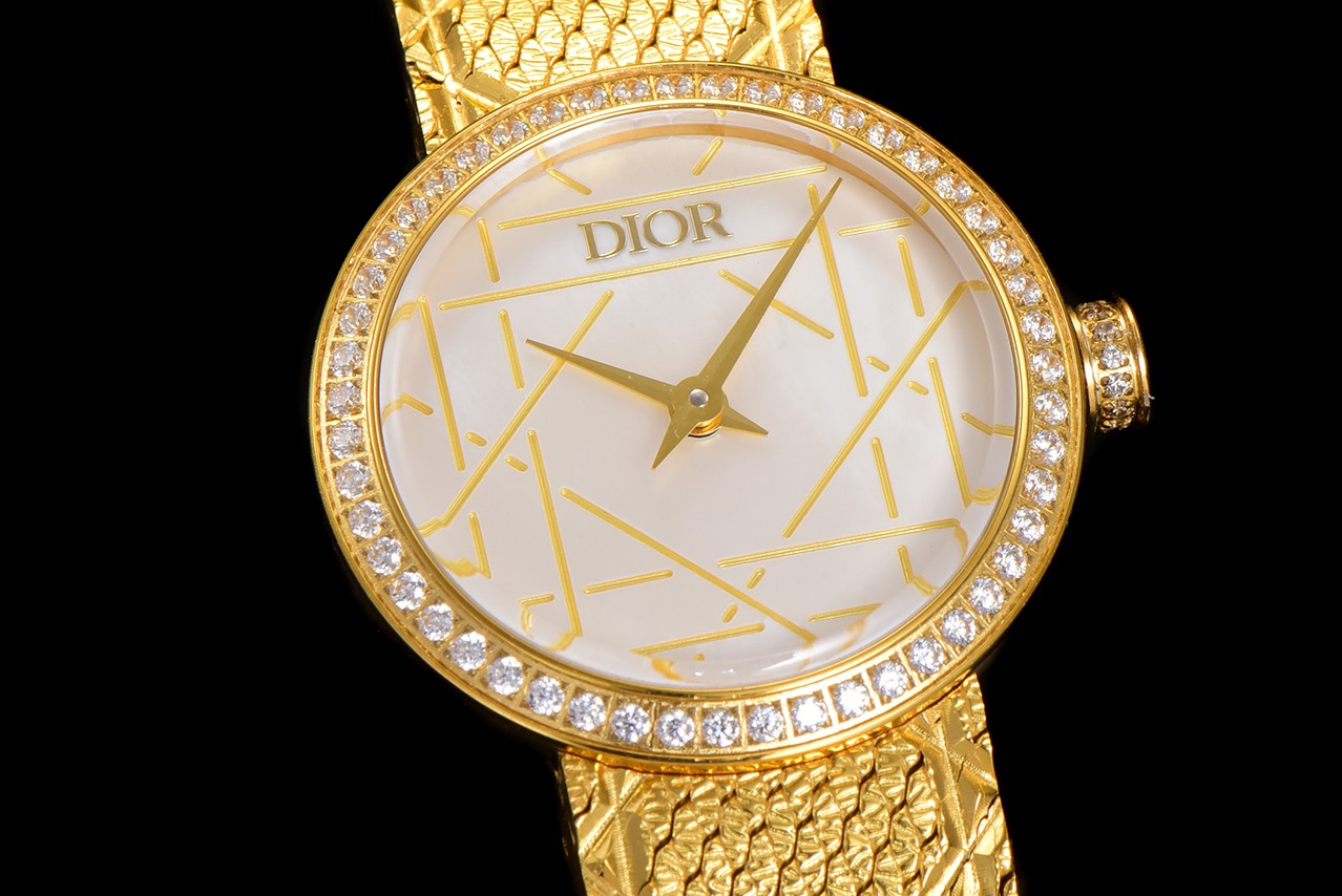 Dior一比一女錶 鑽圈金屬編織錶帶 幾何面盤復刻款| 11 Dior一比一女錶 鑽圈金屬編織錶帶 幾何面盤復刻款