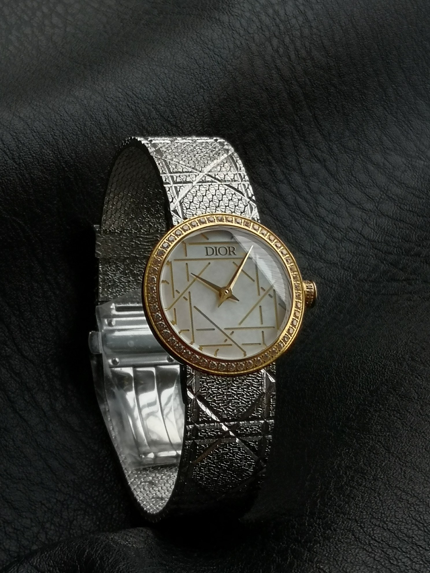 Dior一比一雙色幾何面盤女錶 銀金拼接網帶款| 14 Dior一比一雙色幾何面盤女錶 銀金拼接網帶款
