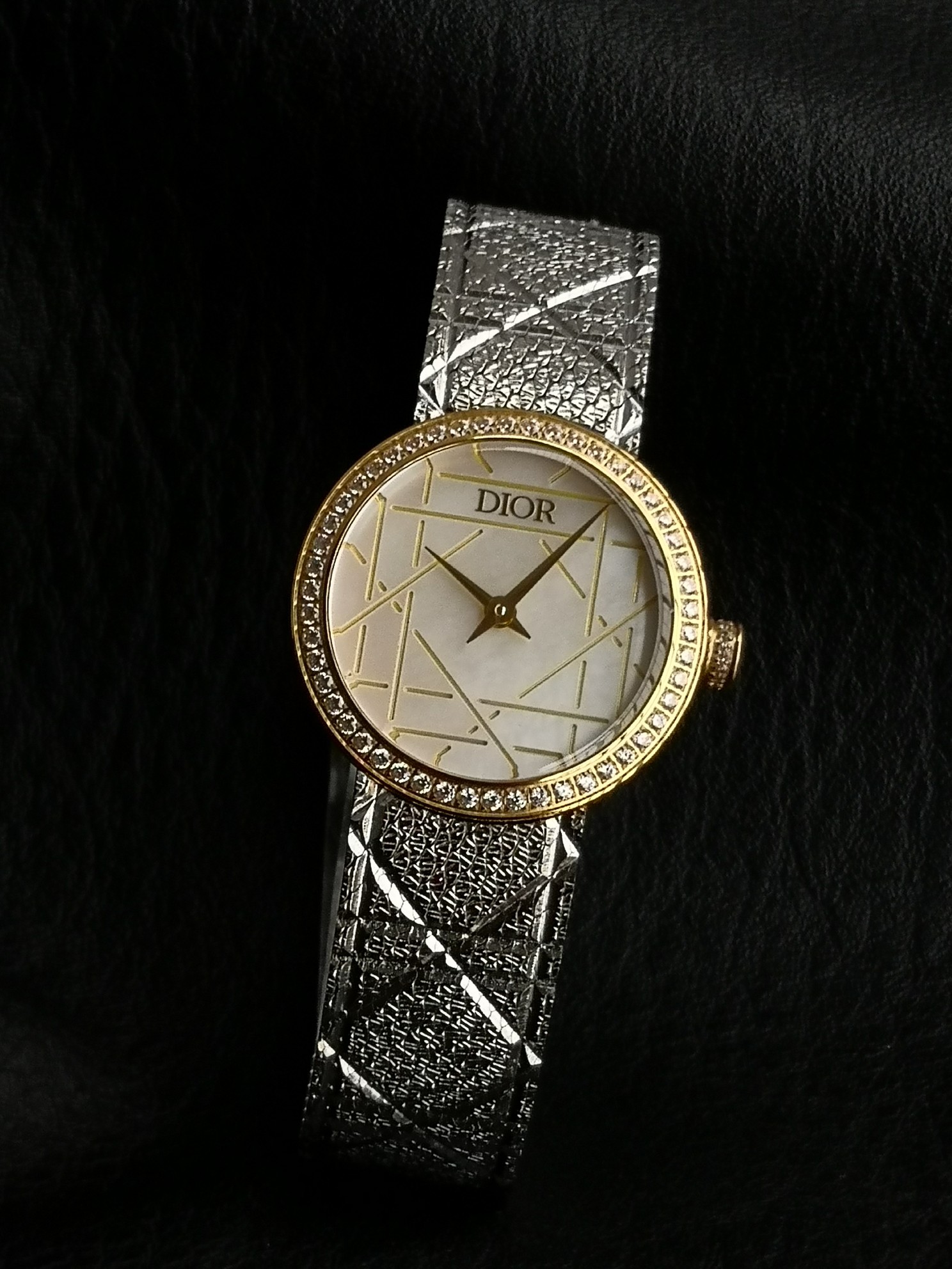Dior一比一雙色幾何面盤女錶 銀金拼接網帶款| 13 Dior一比一雙色幾何面盤女錶 銀金拼接網帶款