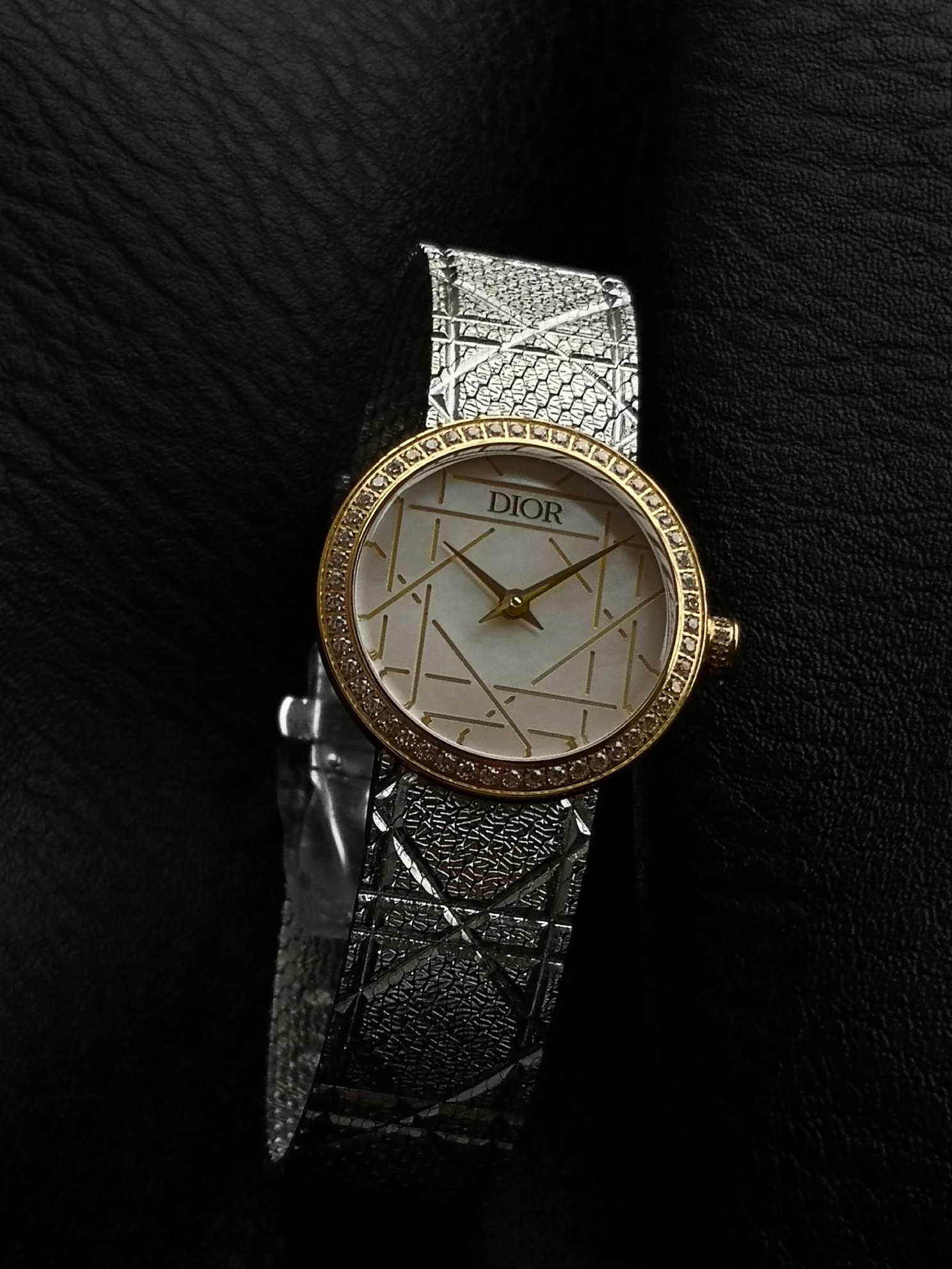 Dior一比一雙色幾何面盤女錶 銀金拼接網帶款| 12 Dior一比一雙色幾何面盤女錶 銀金拼接網帶款