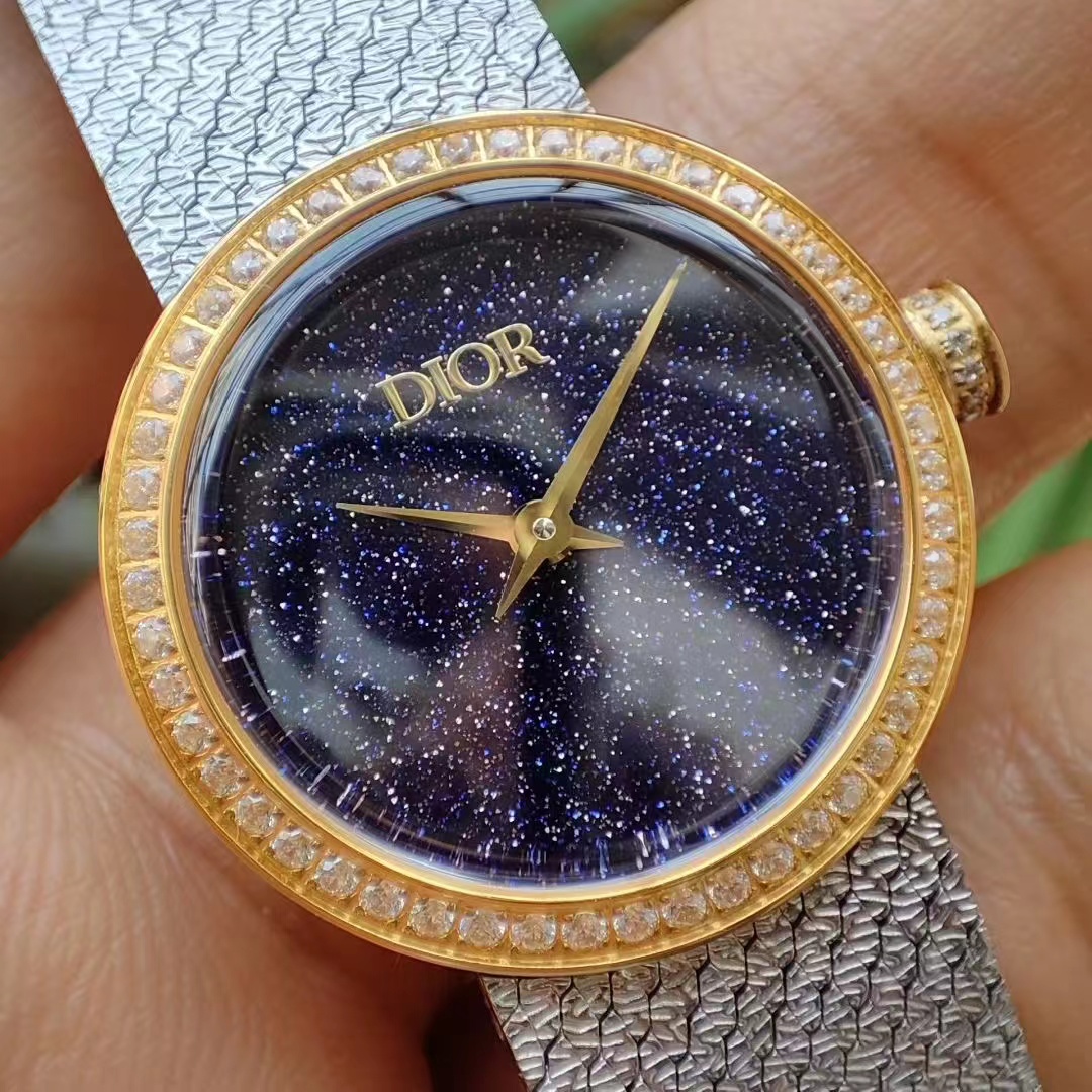 Dior高仿黑夜星空金邊女錶神秘閃耀款| 7 Dior高仿黑夜星空金邊女錶神秘閃耀款