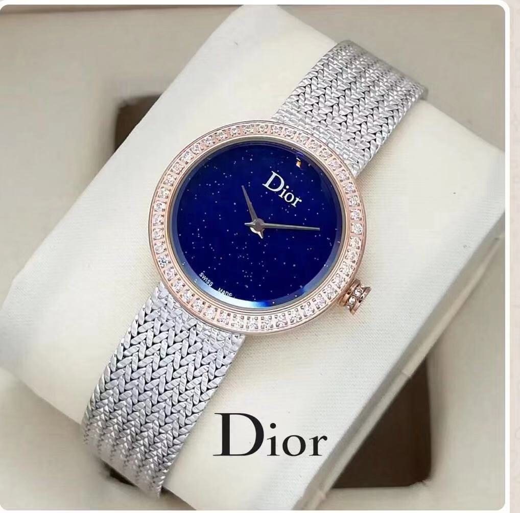 Dior高仿金邊貝母女錶細鑽圈銀帶氣質款| 12 Dior高仿金邊貝母女錶細鑽圈銀帶氣質款