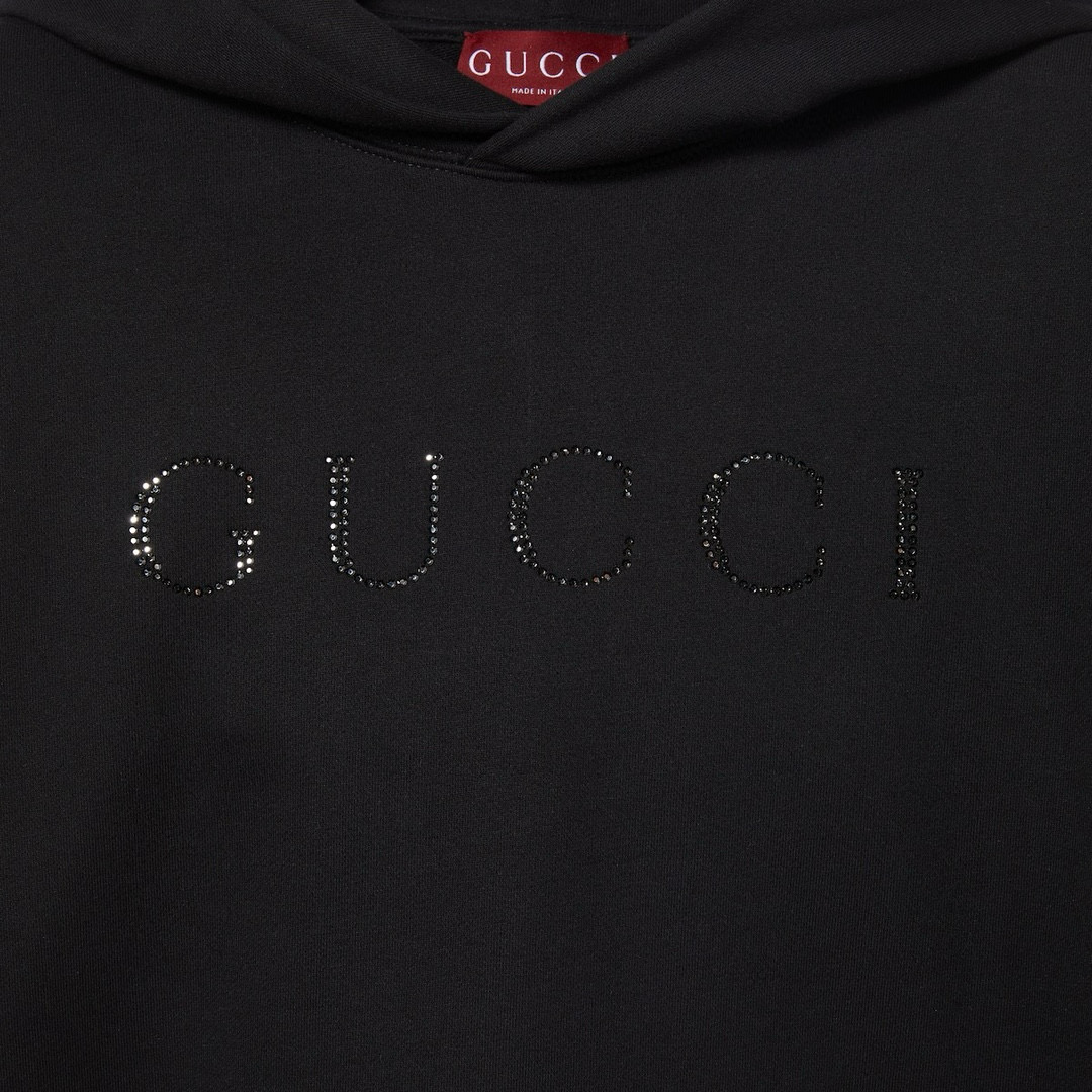 Gucci 原單經典LOGO刺繡連帽上衣 黑色素面款簡約設計| 14 Gucci 原單經典LOGO刺繡連帽上衣 黑色素面款簡約設計