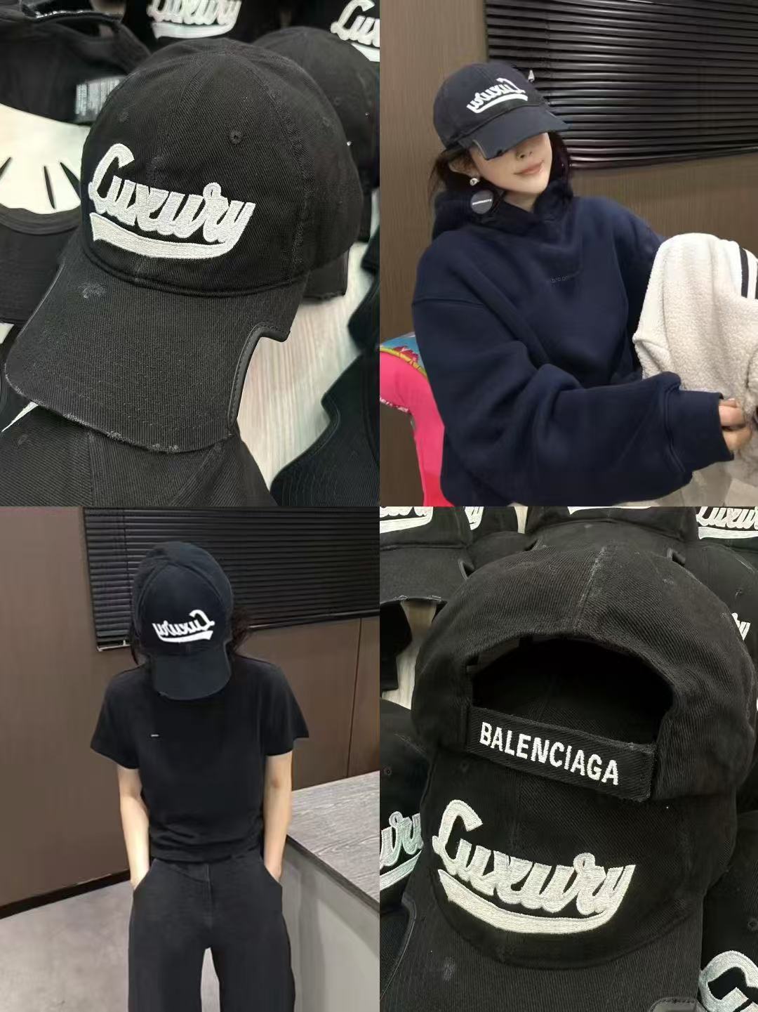BALENCIAGA 一比一 男款 做舊刺繡LOGO棒球帽 黑色街頭帽| 6 BALENCIAGA 一比一 男款 做舊刺繡LOGO棒球帽 黑色街頭帽