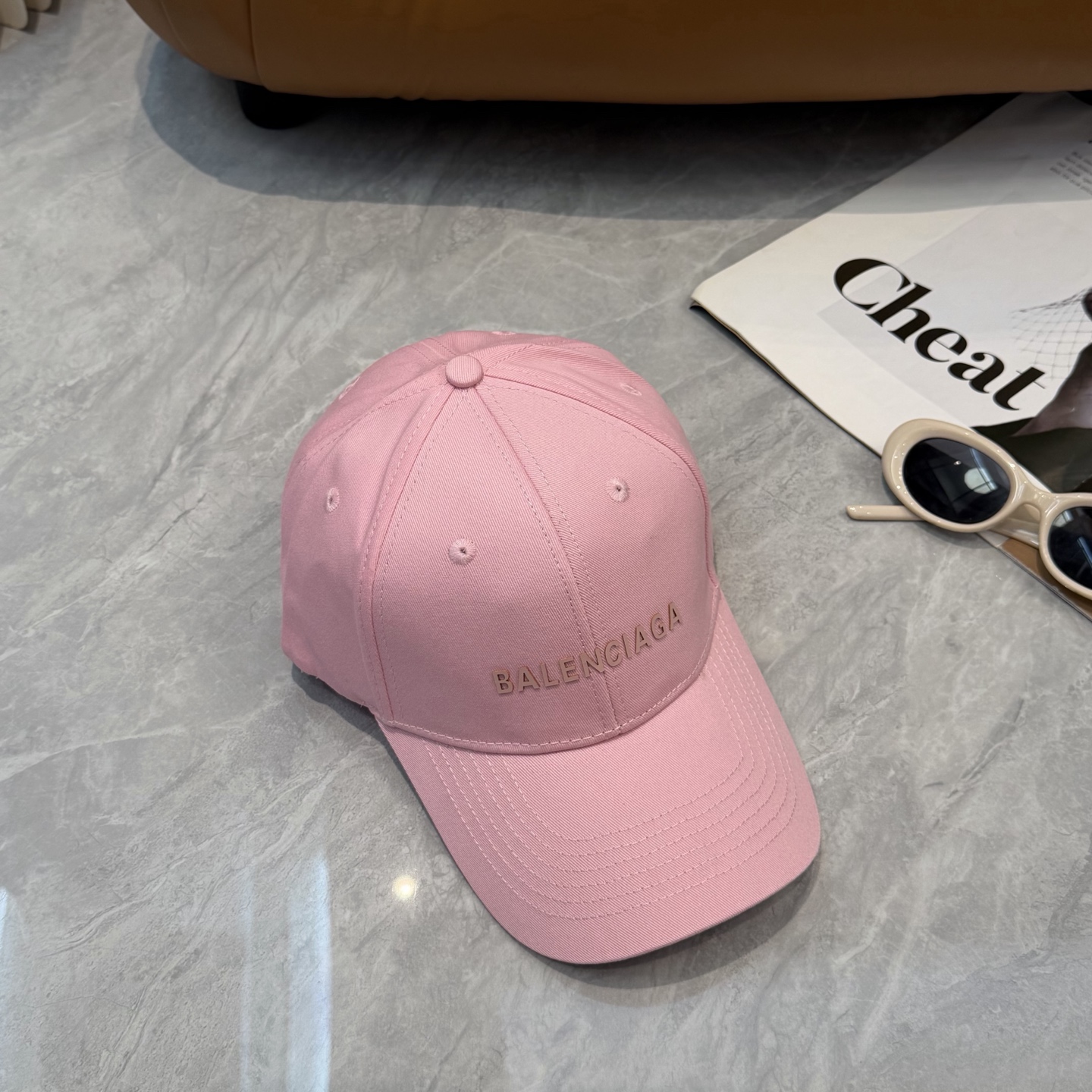 BALENCIAGA 高仿 男款 LOGO棒球帽 粉色潮流帽| 9 BALENCIAGA 高仿 男款 LOGO棒球帽 粉色潮流帽