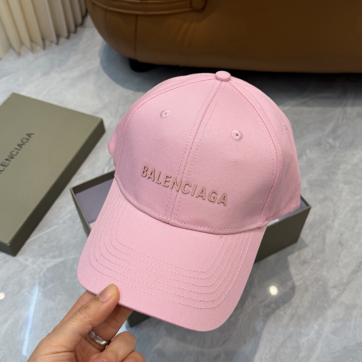 BALENCIAGA 高仿 男款 LOGO棒球帽 粉色潮流帽| 8 BALENCIAGA 高仿 男款 LOGO棒球帽 粉色潮流帽