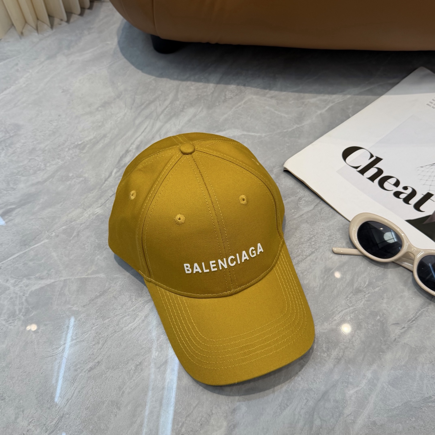 BALENCIAGA 一比一 男款 LOGO刺繡棒球帽 黃色潮流帽| 8 BALENCIAGA 一比一 男款 LOGO刺繡棒球帽 黃色潮流帽