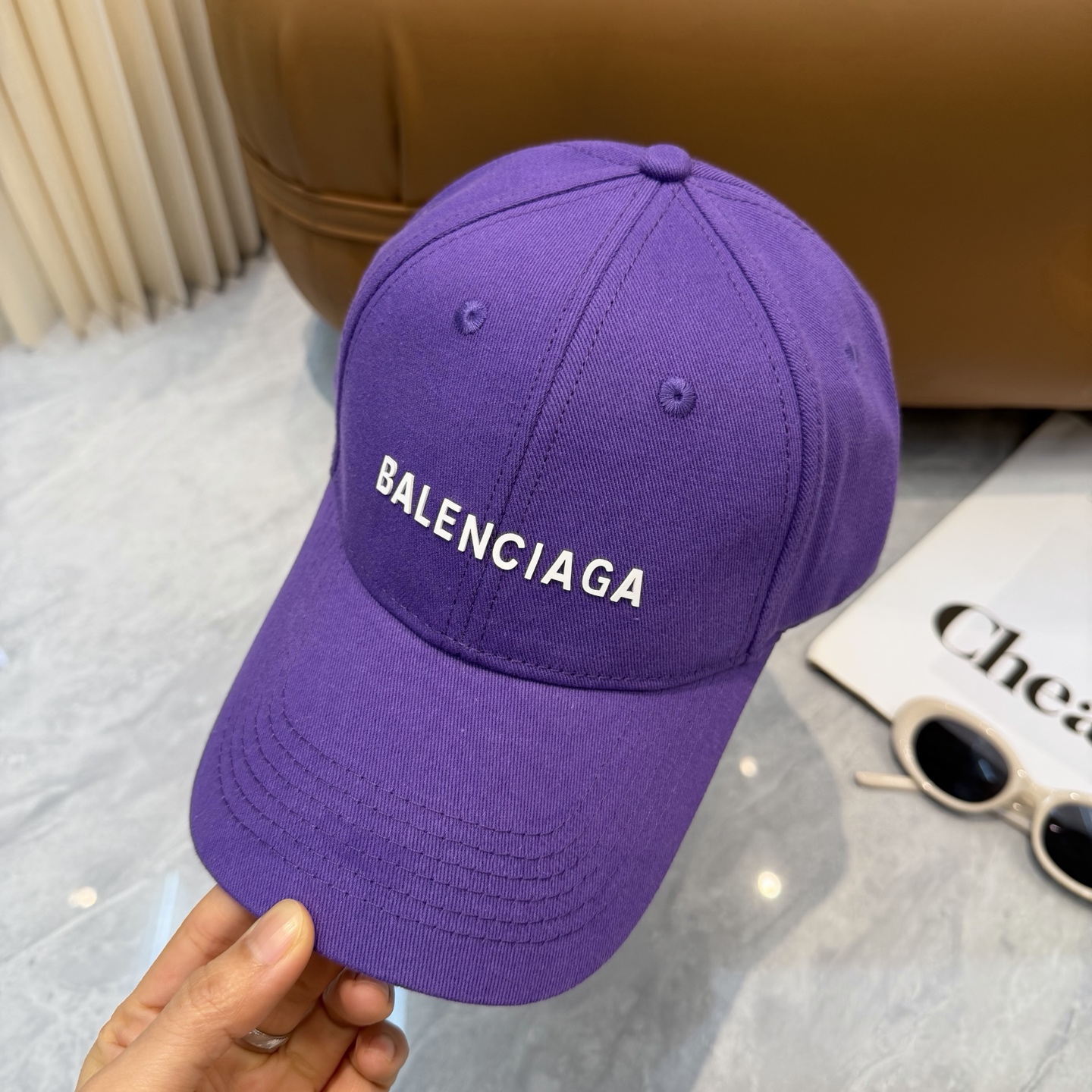 BALENCIAGA A貨 男款 LOGO刺繡棒球帽 紫色潮流帽| 13 BALENCIAGA A貨 男款 LOGO刺繡棒球帽 紫色潮流帽