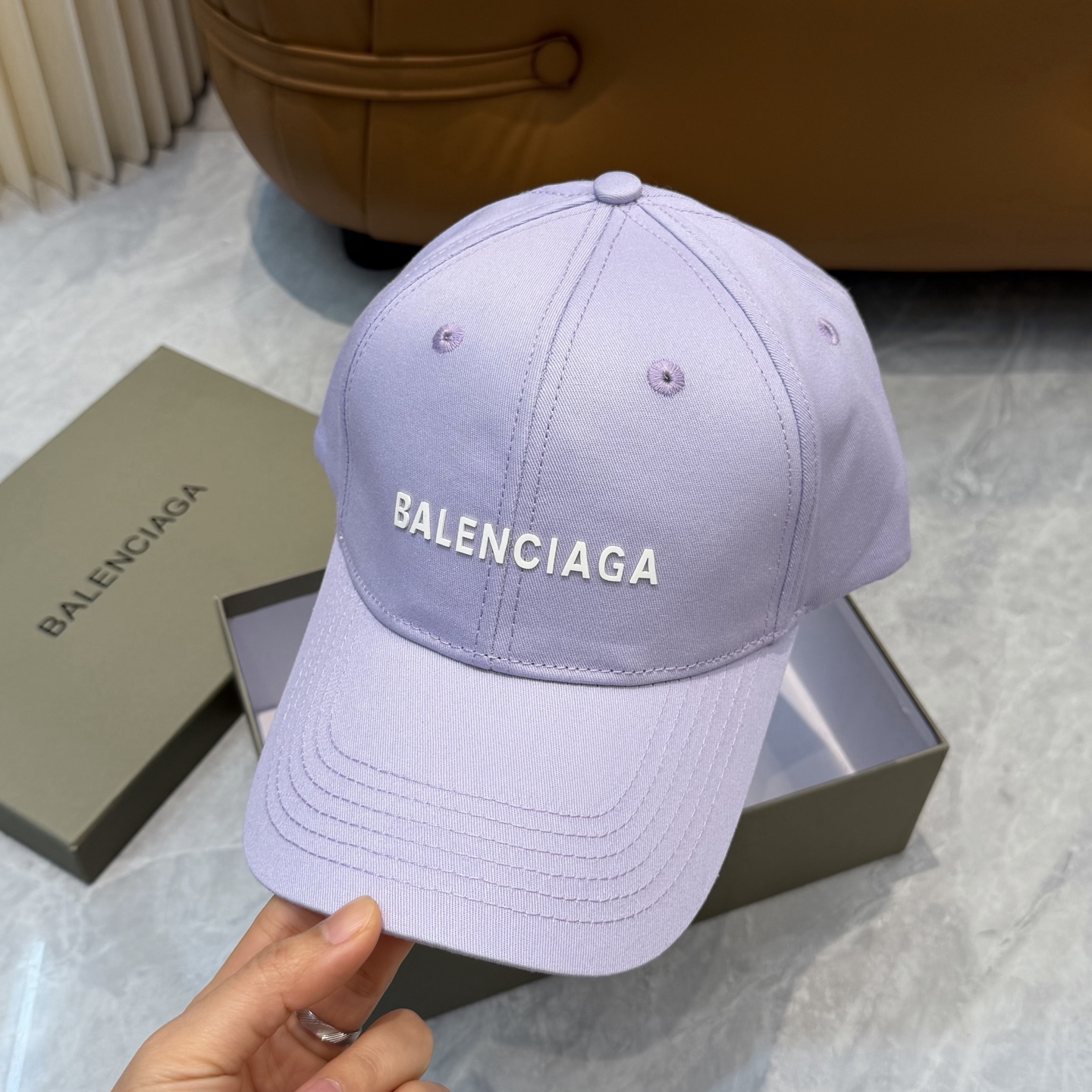 BALENCIAGA 高仿 男款 LOGO刺繡棒球帽 淡紫色潮流帽| 14 BALENCIAGA 高仿 男款 LOGO刺繡棒球帽 淡紫色潮流帽