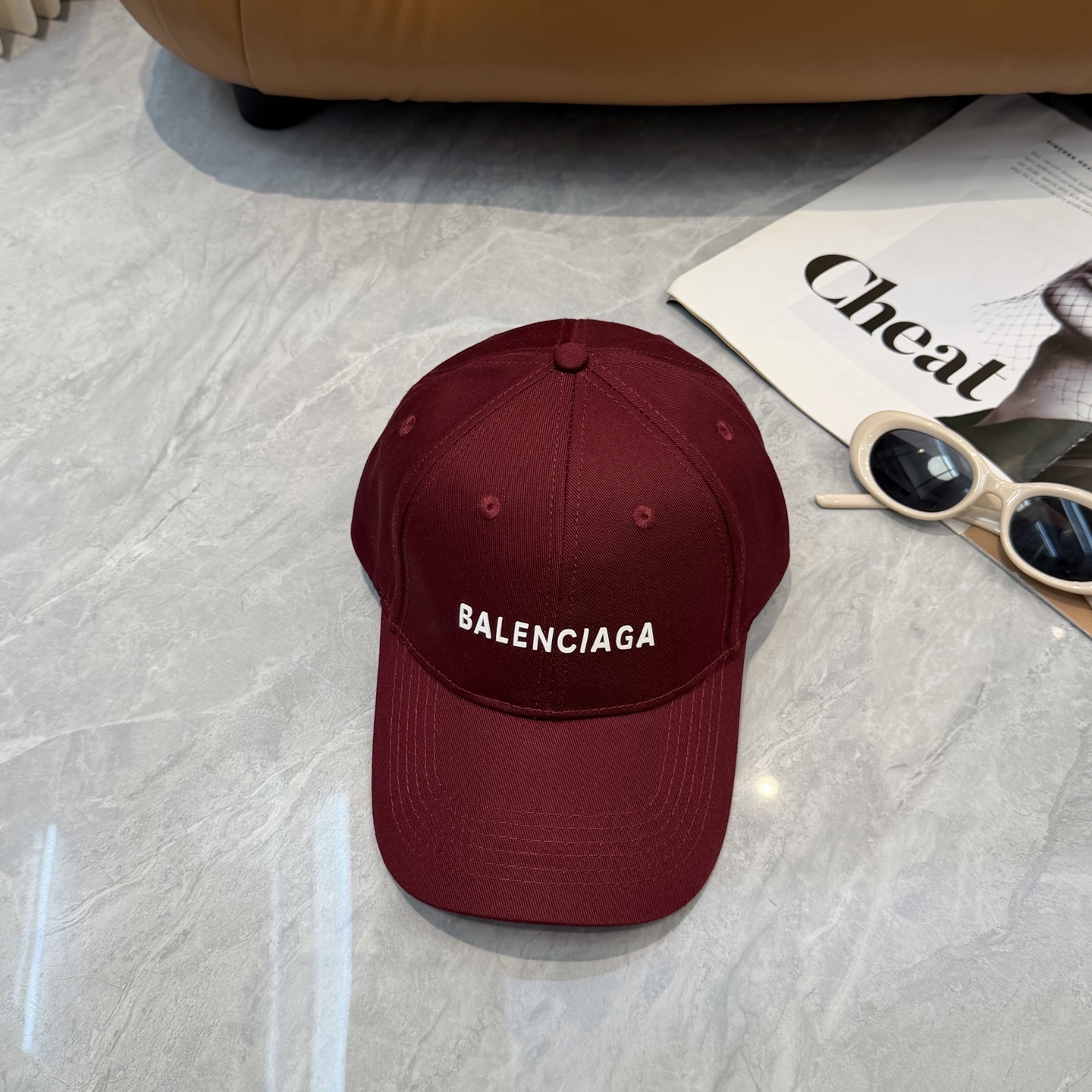 BALENCIAGA 原單 男款 LOGO刺繡棒球帽 酒紅色街頭潮流帽| 14 BALENCIAGA 原單 男款 LOGO刺繡棒球帽 酒紅色街頭潮流帽