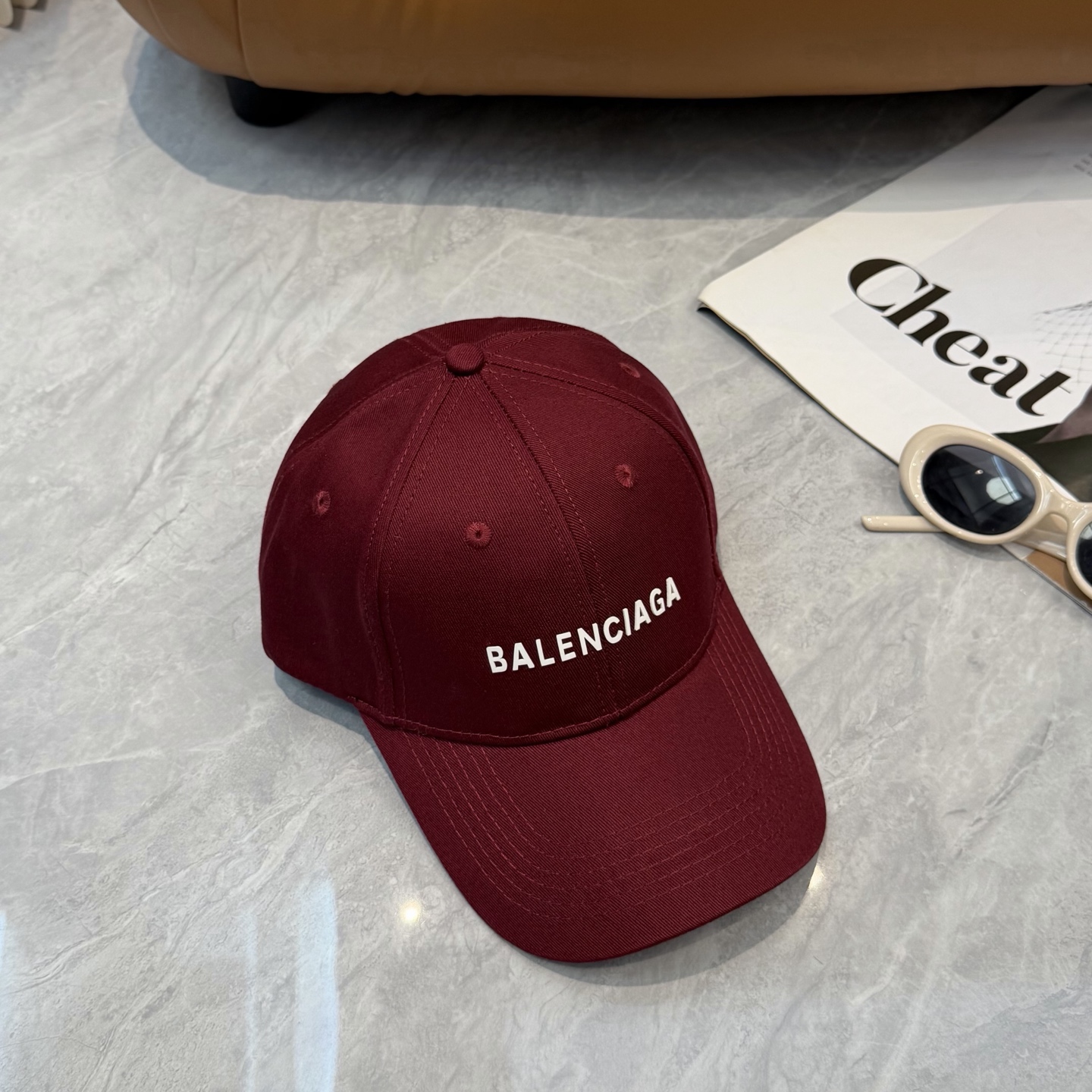 BALENCIAGA 原單 男款 LOGO刺繡棒球帽 酒紅色街頭潮流帽| 9 BALENCIAGA 原單 男款 LOGO刺繡棒球帽 酒紅色街頭潮流帽