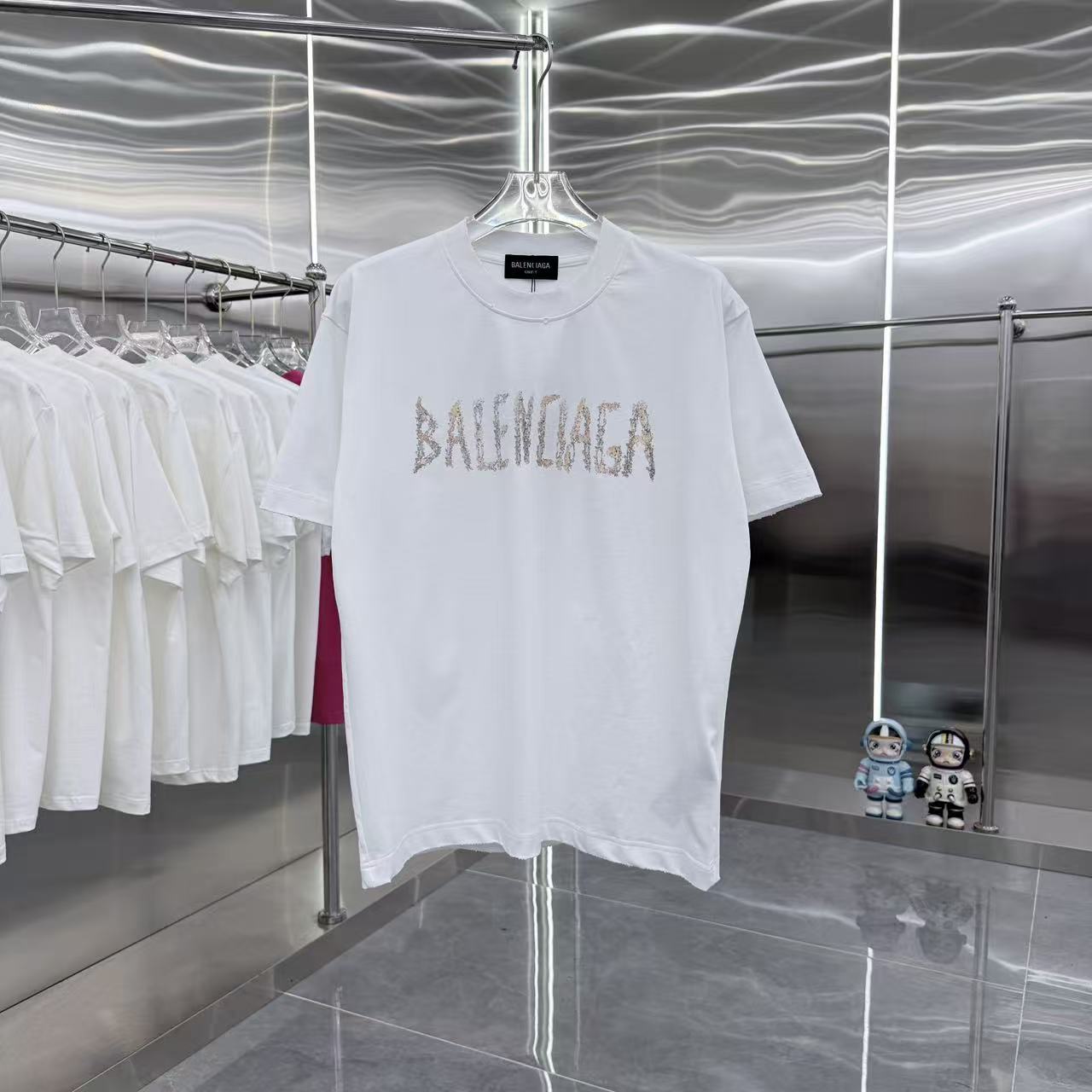Balenciaga 一比一 男款 字母刺繡短袖T恤 潮流百搭款