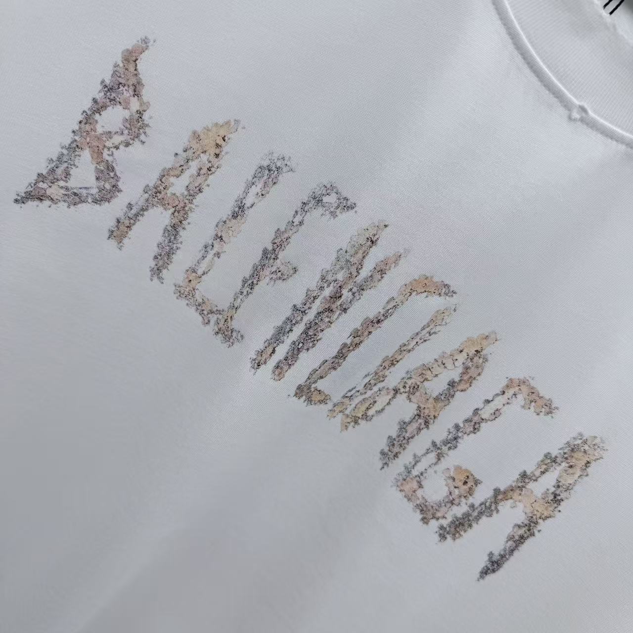 Balenciaga 一比一 男款 字母刺繡短袖T恤 潮流百搭款| 9 Balenciaga 一比一 男款 字母刺繡短袖T恤 潮流百搭款