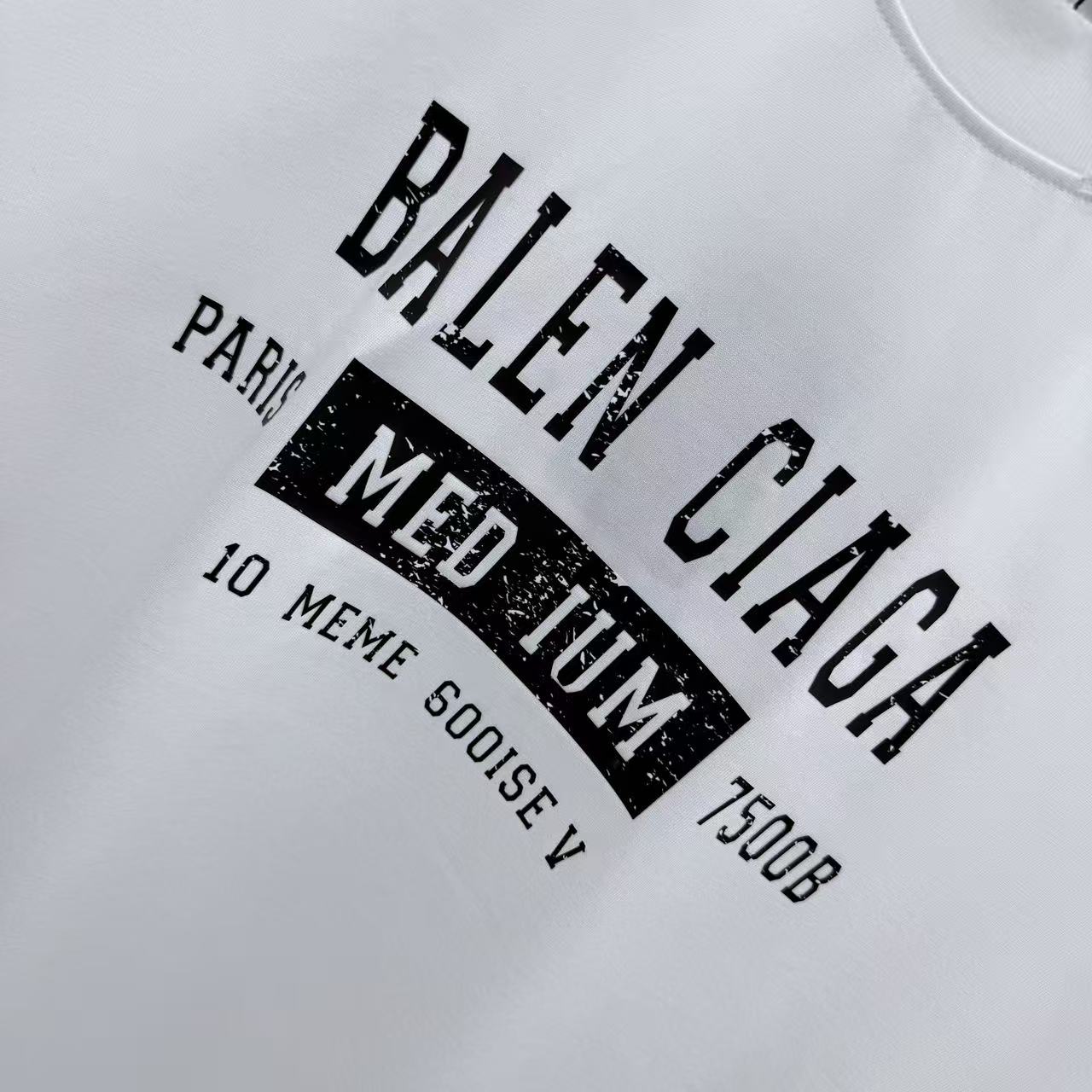 Balenciaga 高仿 男款 MEDIUM字母印花短袖T恤 潮流休閒百搭款| 9 Balenciaga 高仿 男款 MEDIUM字母印花短袖T恤 潮流休閒百搭款