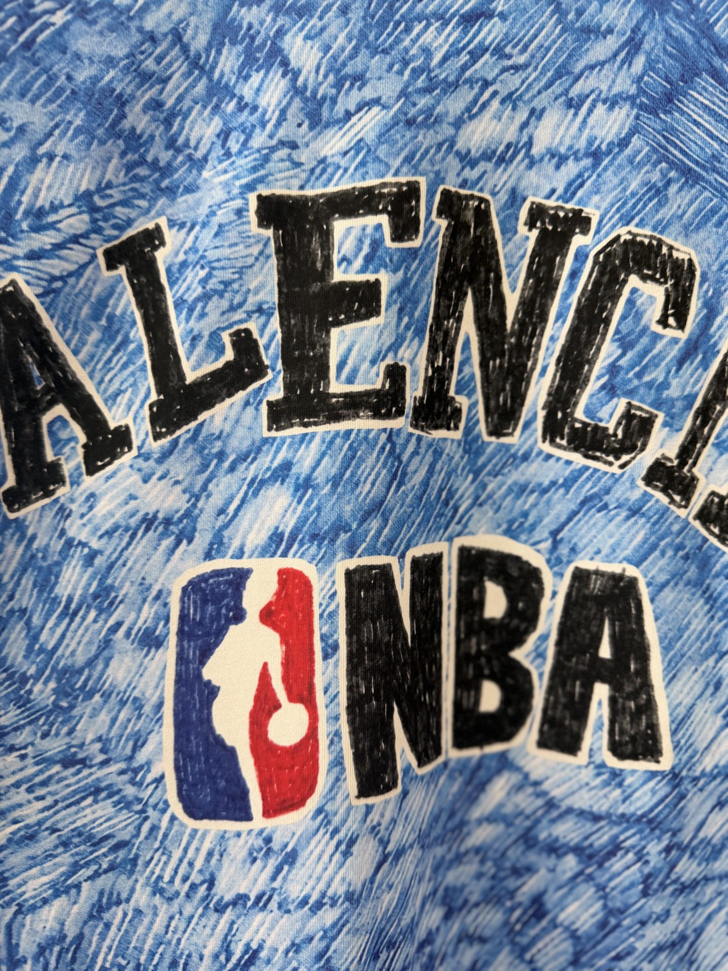 Balenciaga 原單 男款NBA聯名藍色印花短袖T恤 潮流街頭款| 13 Balenciaga 原單 男款NBA聯名藍色印花短袖T恤 潮流街頭款