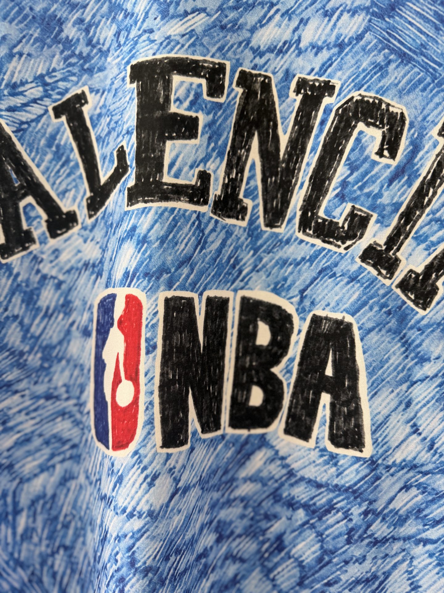Balenciaga 原單 男款NBA聯名藍色印花短袖T恤 潮流街頭款| 12 Balenciaga 原單 男款NBA聯名藍色印花短袖T恤 潮流街頭款