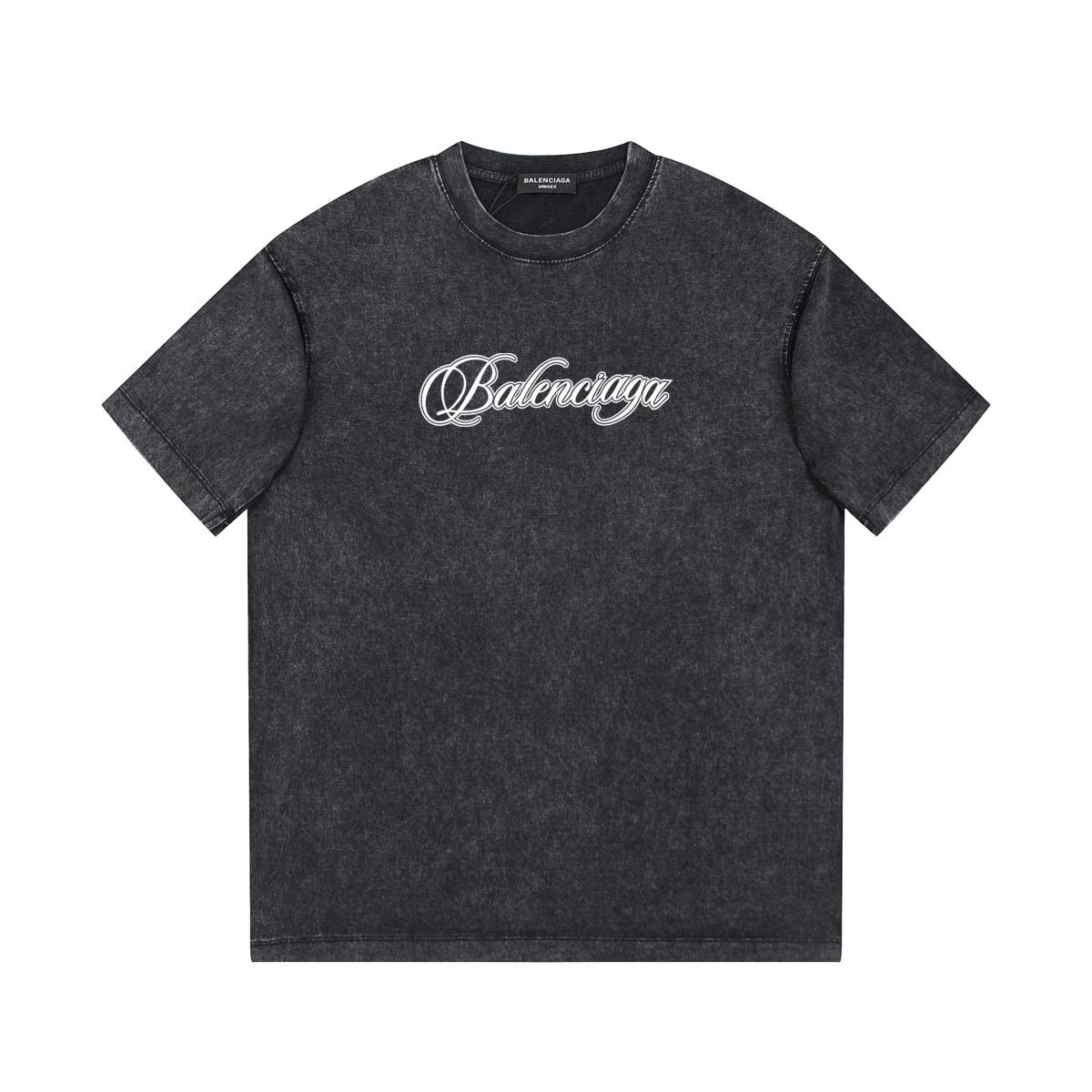 Balenciaga 原單 男款復古水洗手寫字母短袖T恤 潮流寬鬆設計
