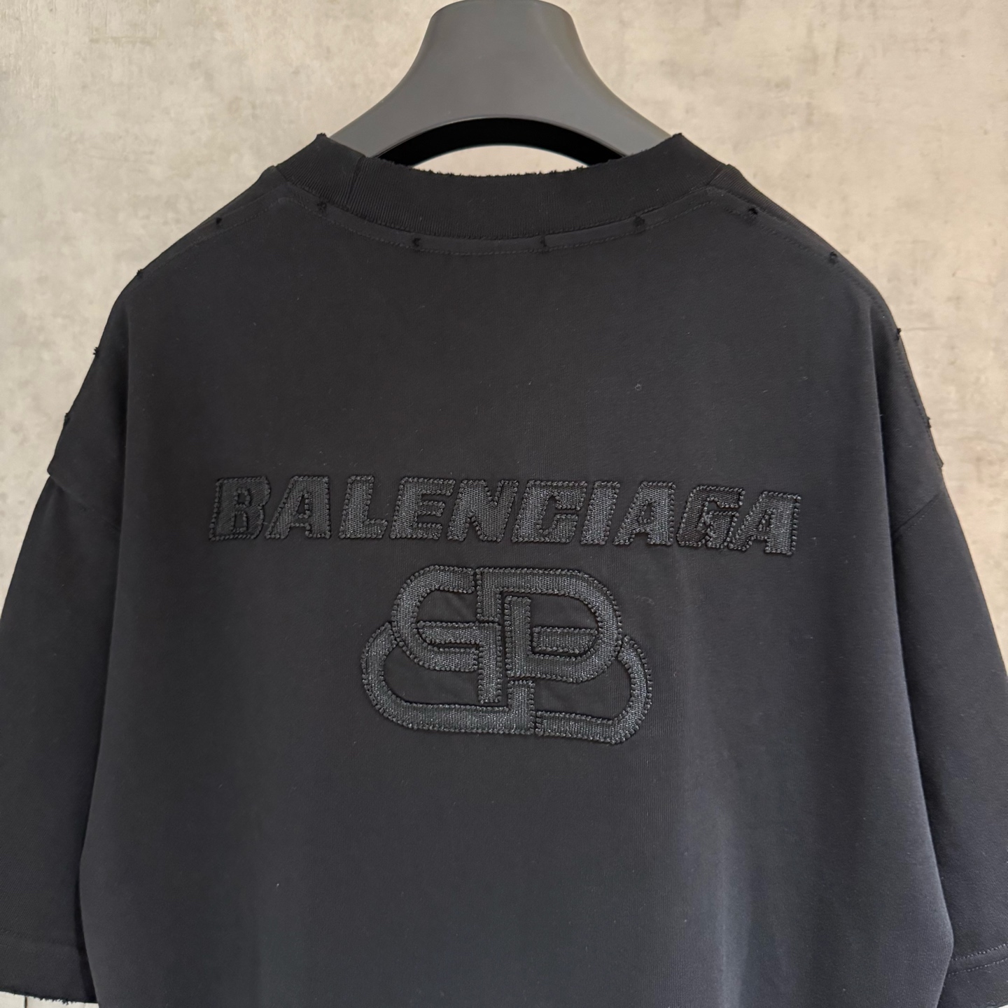 Balenciaga 一比一 BB立體Logo短袖T恤 黑色寬鬆潮流上衣| 12 Balenciaga 一比一 BB立體Logo短袖T恤 黑色寬鬆潮流上衣