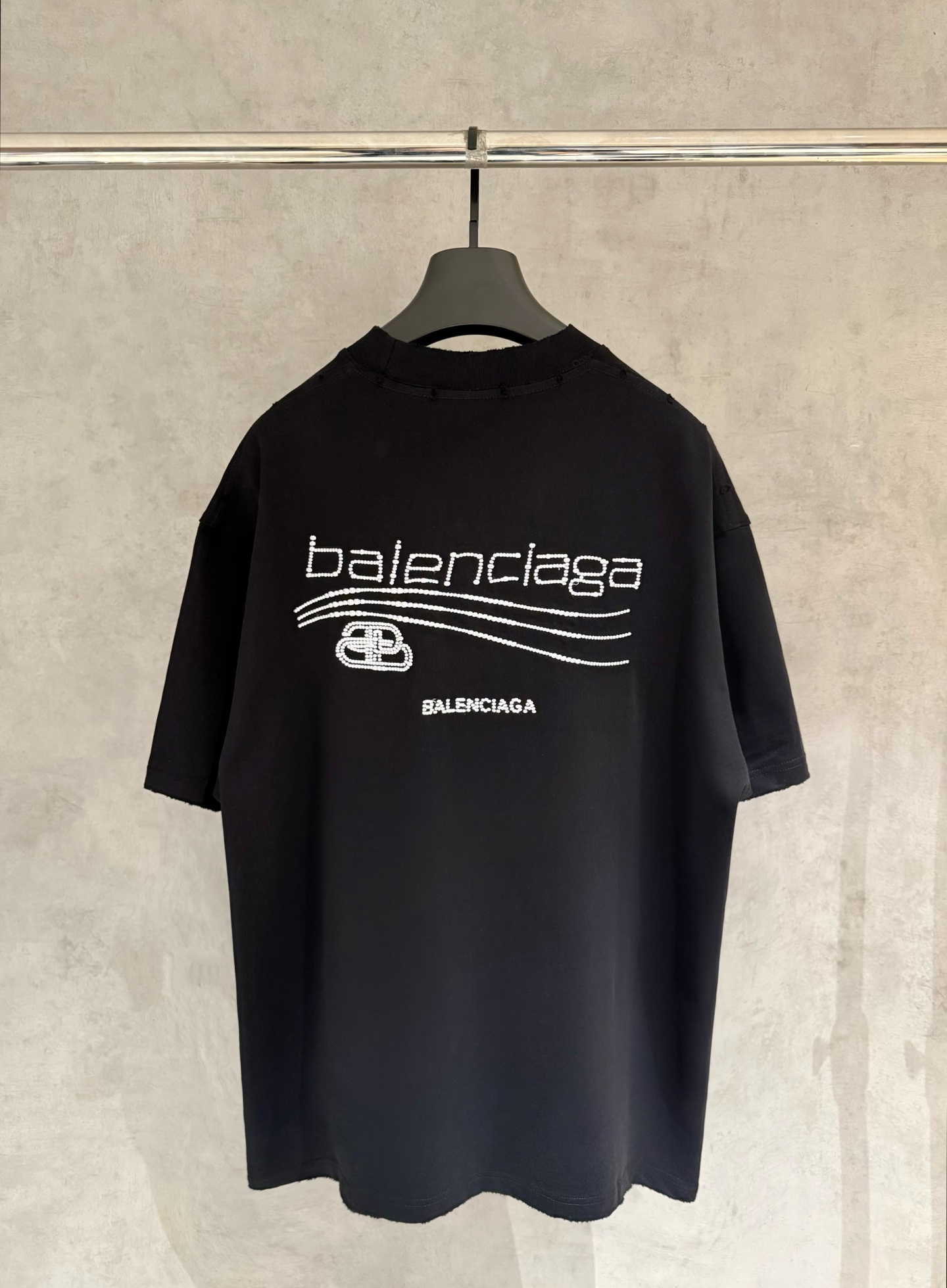 Balenciaga 原單 BB刺繡Logo短袖T恤 黑色潮流寬鬆上衣| 14 Balenciaga 原單 BB刺繡Logo短袖T恤 黑色潮流寬鬆上衣