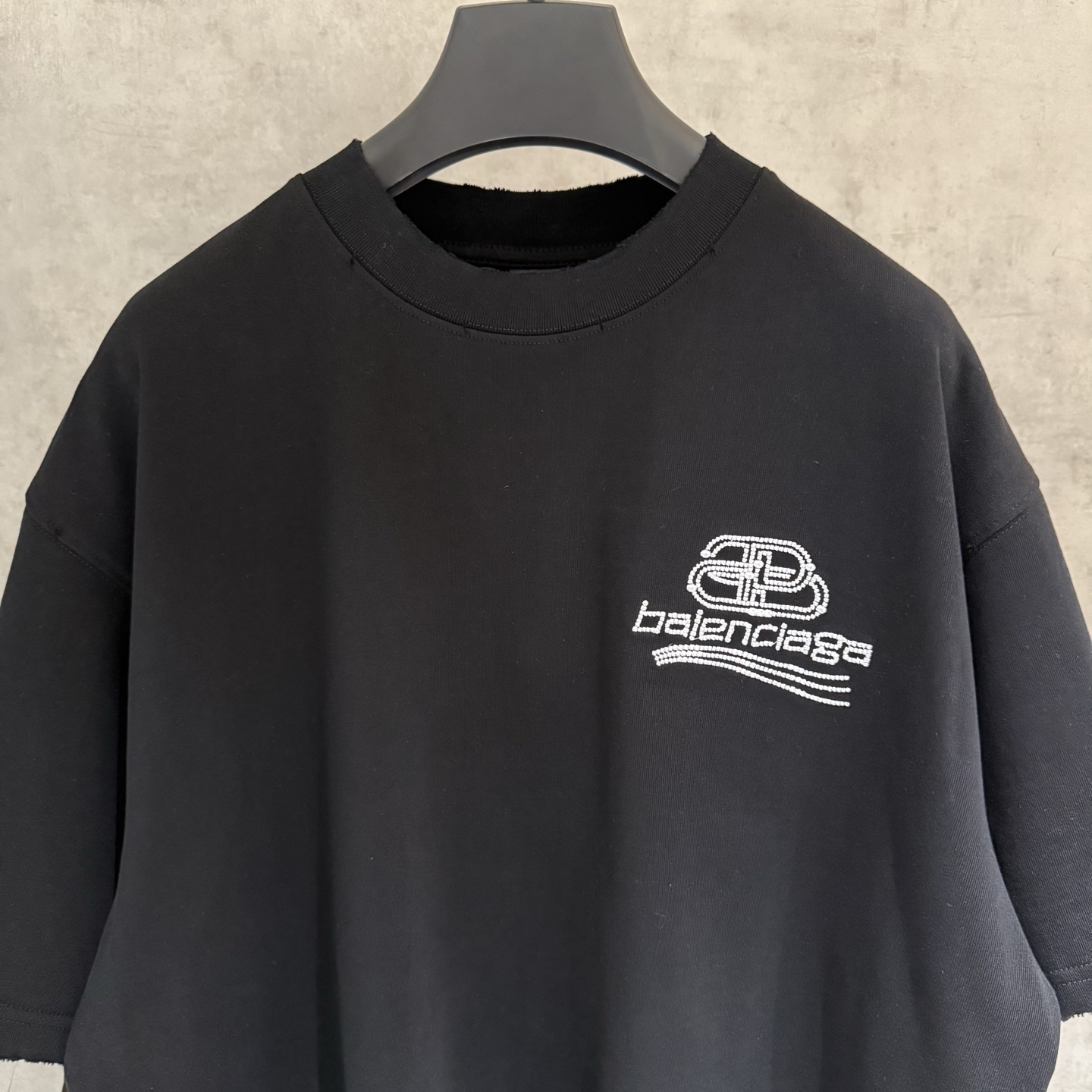 Balenciaga 原單 BB刺繡Logo短袖T恤 黑色潮流寬鬆上衣| 13 Balenciaga 原單 BB刺繡Logo短袖T恤 黑色潮流寬鬆上衣