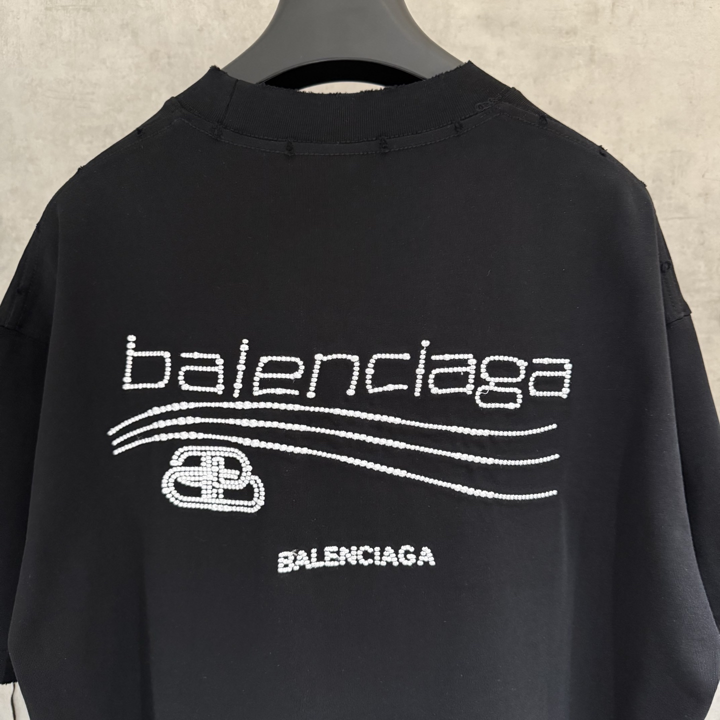 Balenciaga 原單 BB刺繡Logo短袖T恤 黑色潮流寬鬆上衣| 12 Balenciaga 原單 BB刺繡Logo短袖T恤 黑色潮流寬鬆上衣