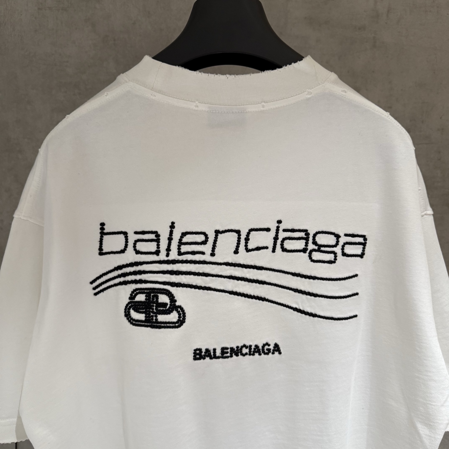 Balenciaga 原單 BB刺繡Logo短袖T恤 白色潮流寬鬆上衣| 12 Balenciaga 原單 BB刺繡Logo短袖T恤 白色潮流寬鬆上衣
