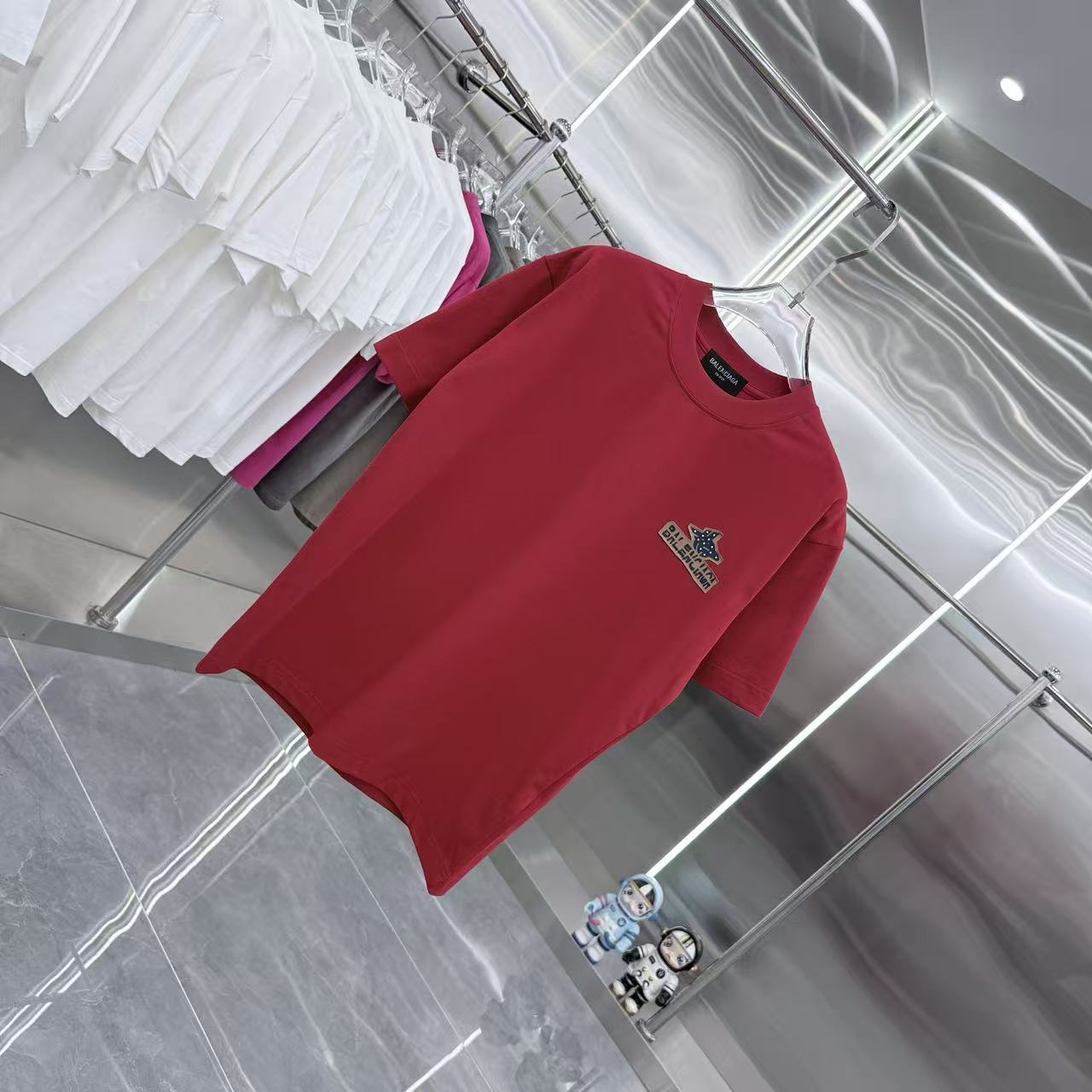 Balenciaga A貨 星星Logo短袖T恤 紅色潮流寬鬆上衣| 12 Balenciaga A貨 星星Logo短袖T恤 紅色潮流寬鬆上衣