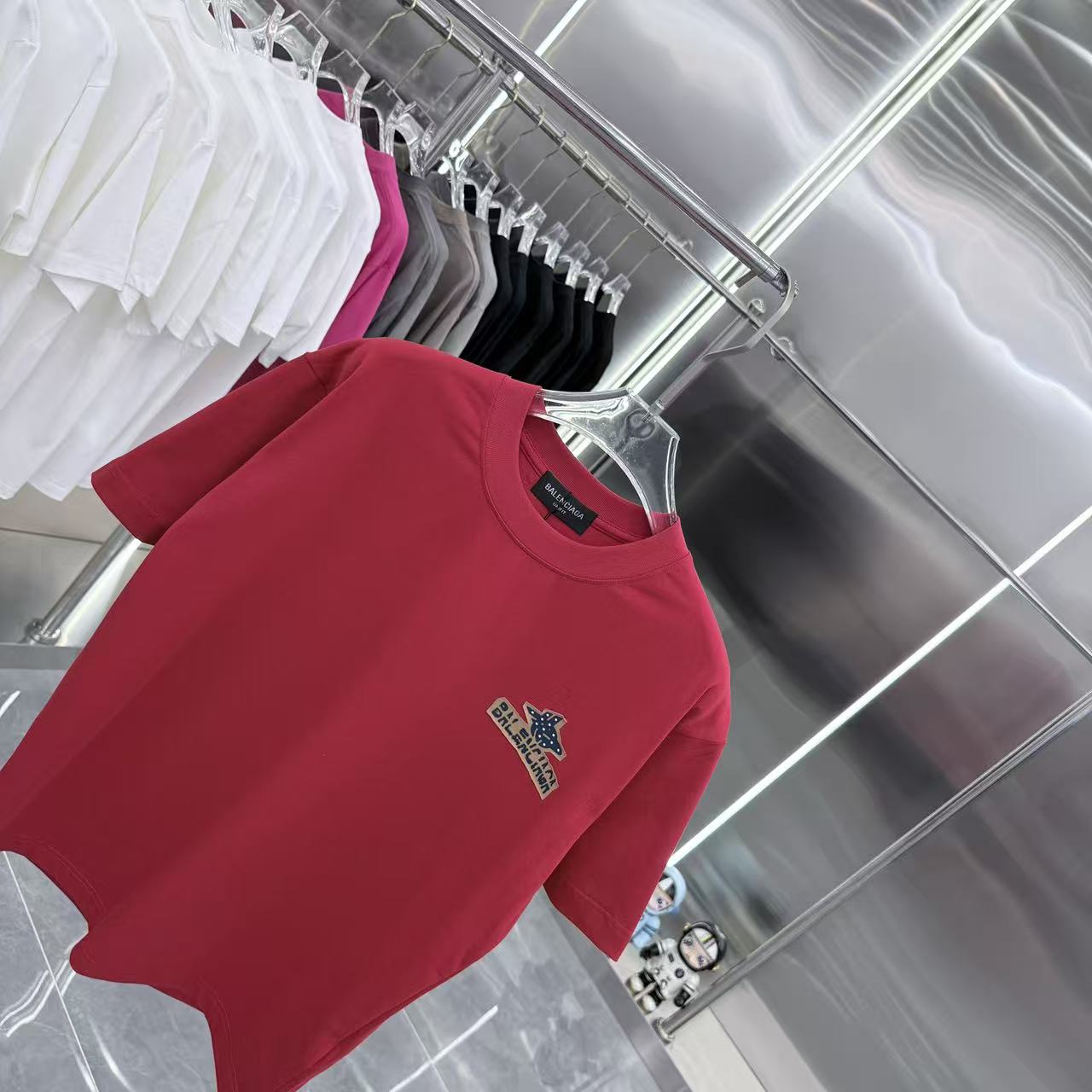 Balenciaga A貨 星星Logo短袖T恤 紅色潮流寬鬆上衣| 13 Balenciaga A貨 星星Logo短袖T恤 紅色潮流寬鬆上衣