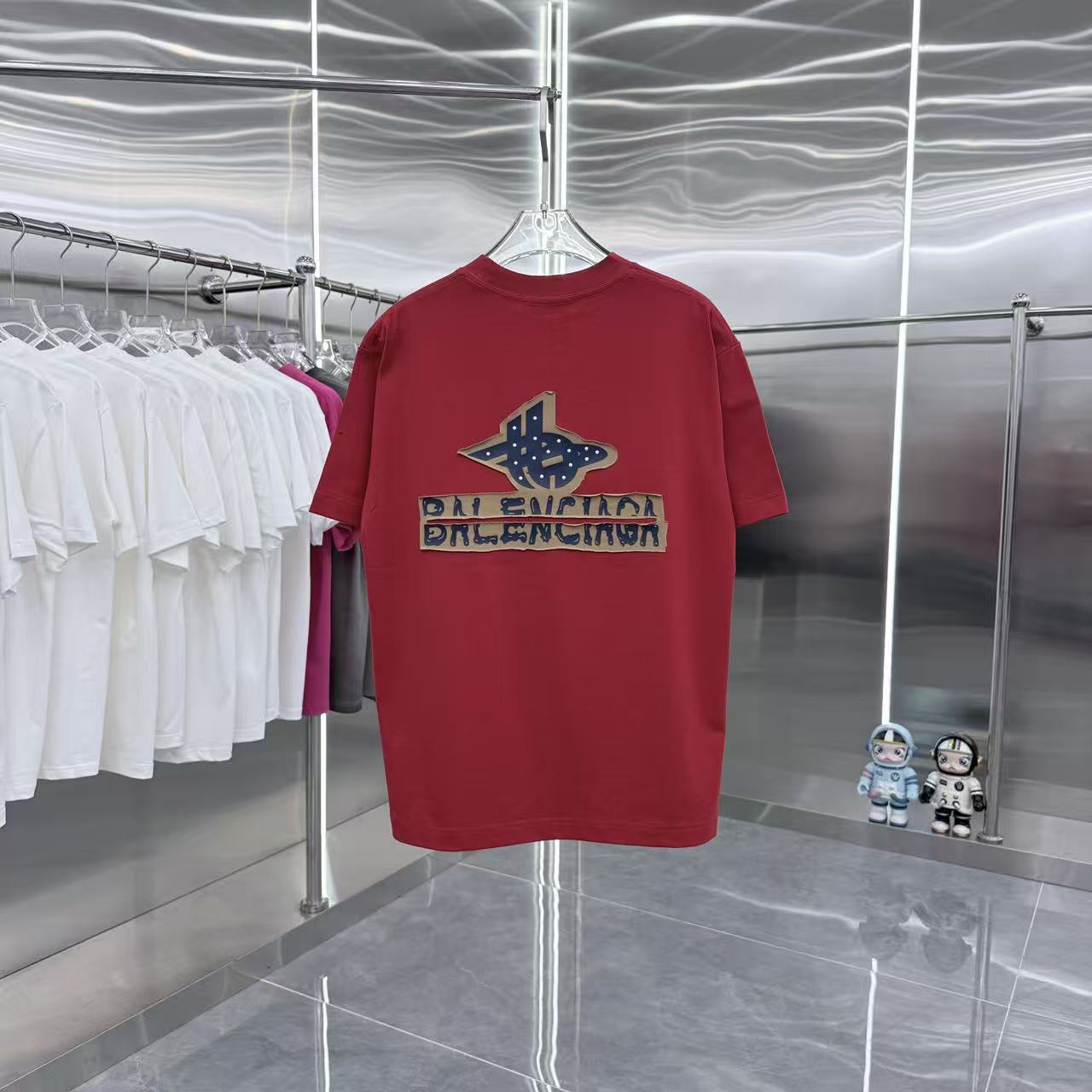 Balenciaga A貨 星星Logo短袖T恤 紅色潮流寬鬆上衣| 8 Balenciaga A貨 星星Logo短袖T恤 紅色潮流寬鬆上衣