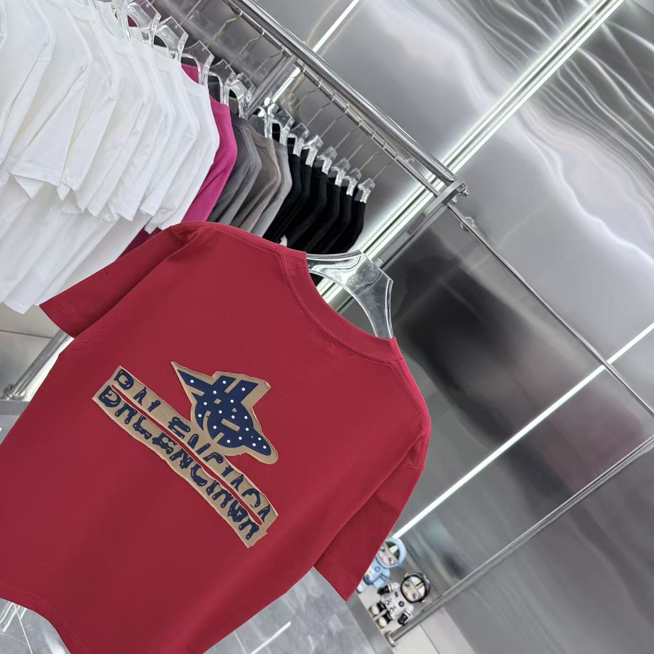 Balenciaga A貨 星星Logo短袖T恤 紅色潮流寬鬆上衣| 7 Balenciaga A貨 星星Logo短袖T恤 紅色潮流寬鬆上衣
