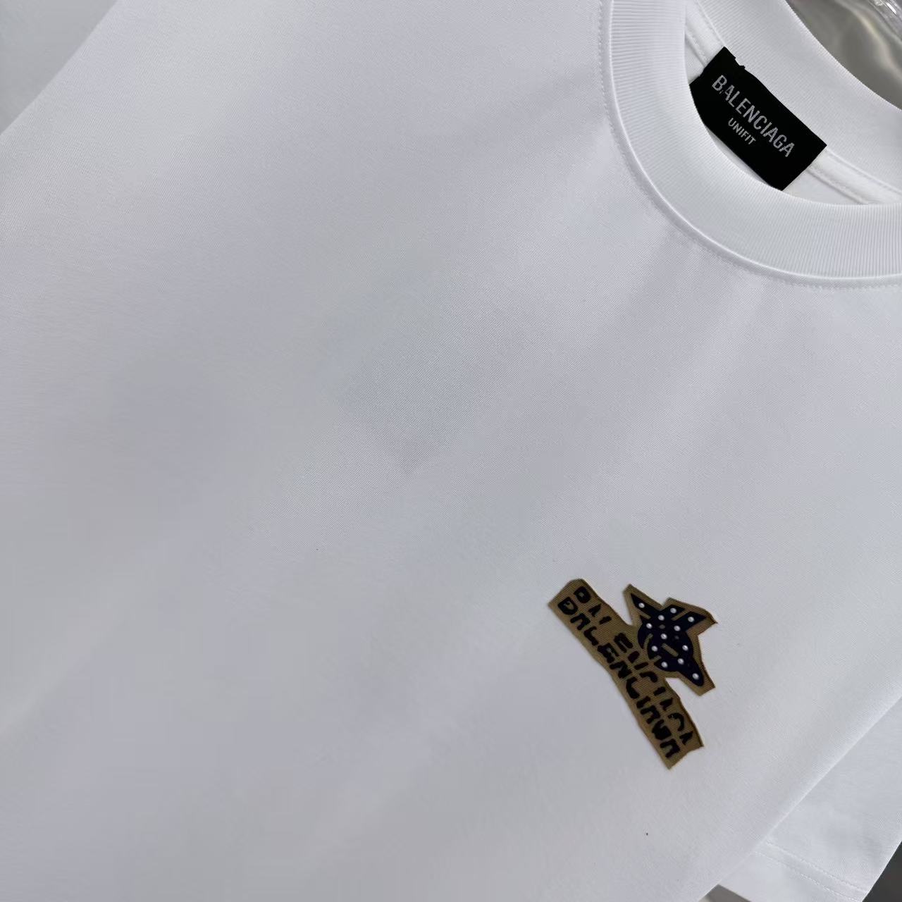 Balenciaga A貨 星星Logo短袖T恤 白色潮流寬鬆上衣| 10 Balenciaga A貨 星星Logo短袖T恤 白色潮流寬鬆上衣