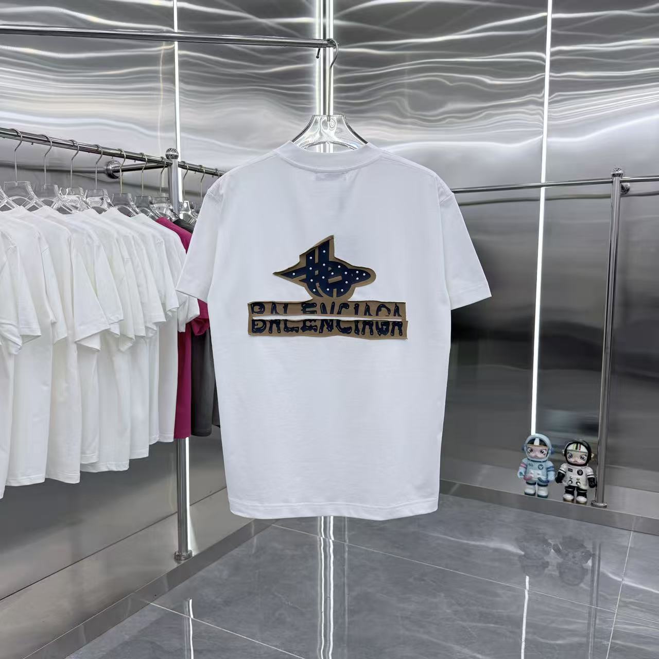 Balenciaga A貨 星星Logo短袖T恤 白色潮流寬鬆上衣| 8 Balenciaga A貨 星星Logo短袖T恤 白色潮流寬鬆上衣