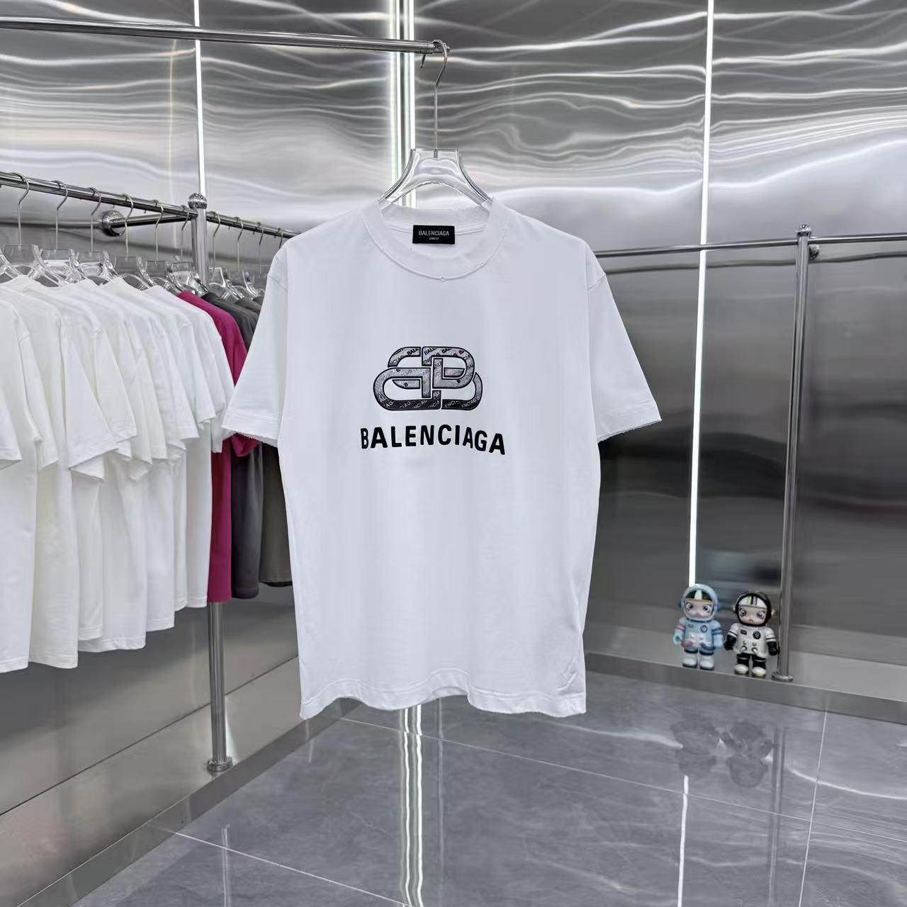 Balenciaga 高仿 BB印花Logo短袖T恤 綠色潮流寬鬆上衣