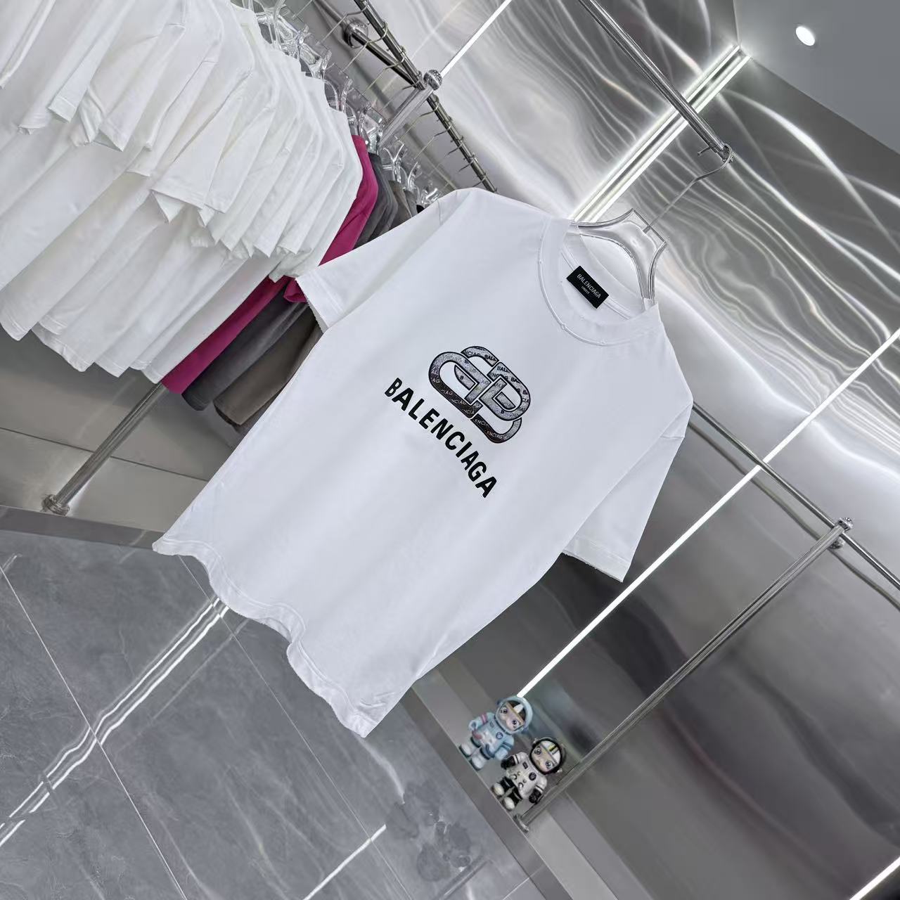 Balenciaga 高仿 BB印花Logo短袖T恤 綠色潮流寬鬆上衣| 12 Balenciaga 高仿 BB印花Logo短袖T恤 綠色潮流寬鬆上衣