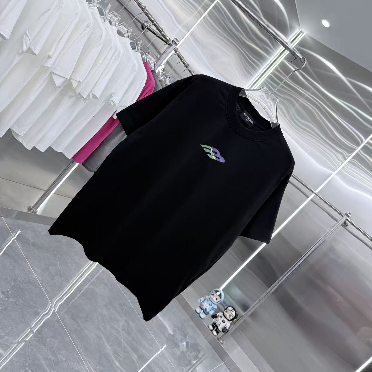 Balenciaga A貨 男款 彩色Logo短袖T恤 黑色休閒百搭款| 13 Balenciaga A貨 男款 彩色Logo短袖T恤 黑色休閒百搭款